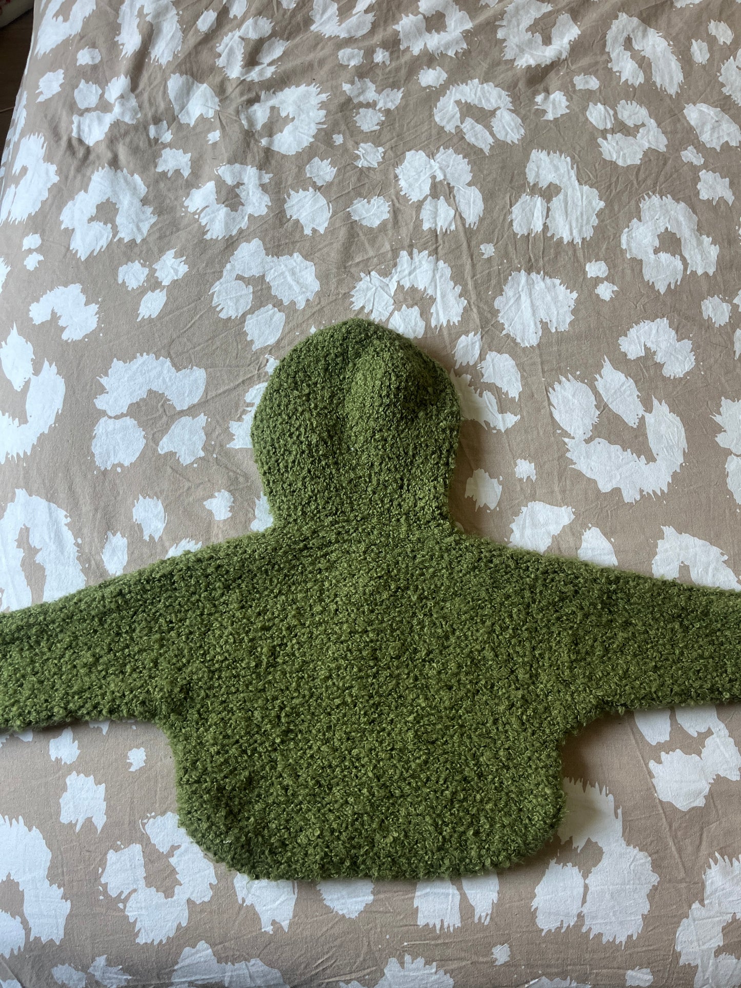 Poncho kaki en laine à capuche - 3/6 mois