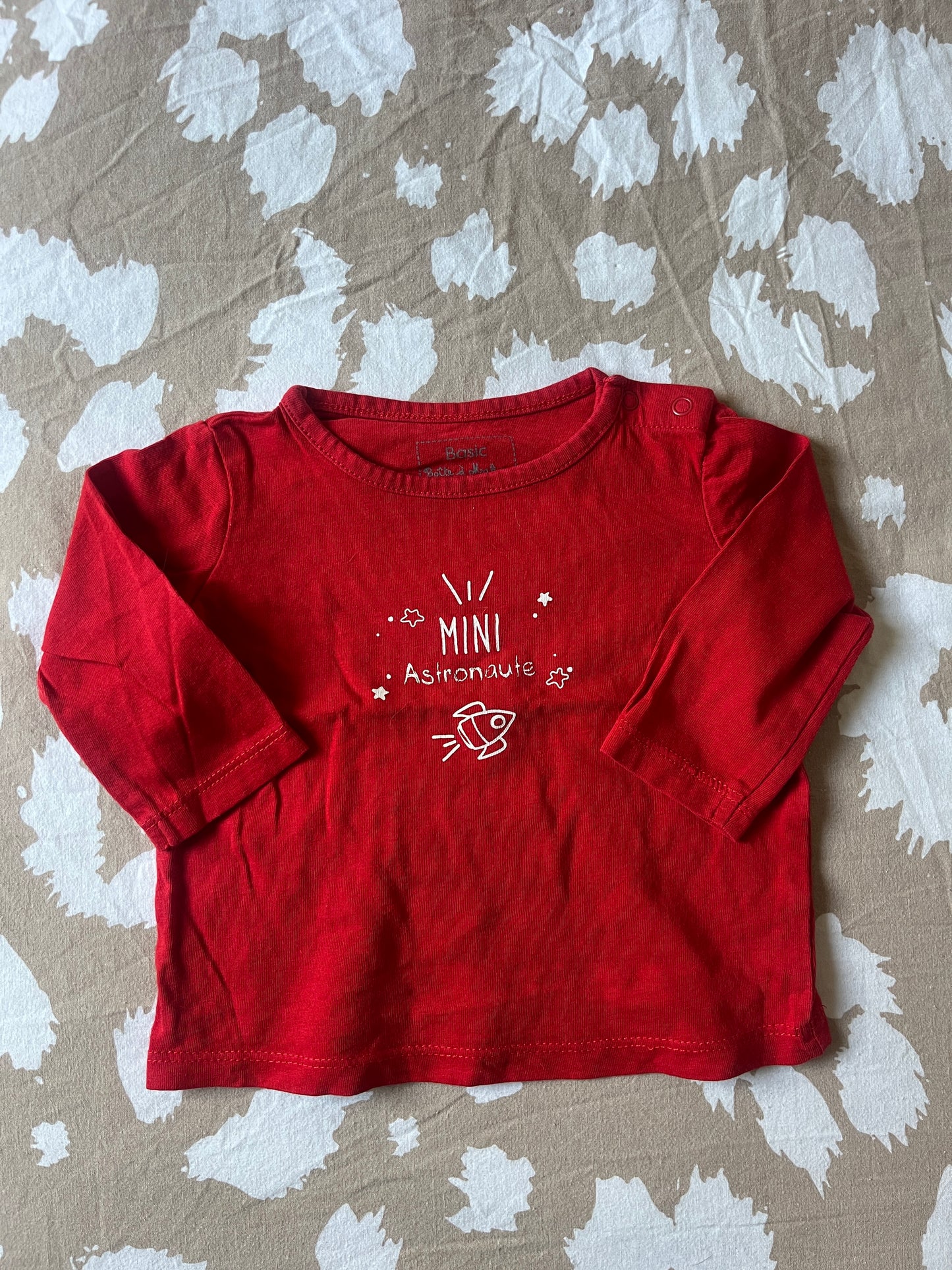 T-shirt à manches longues rouge « mini astronaute » - 6 mois