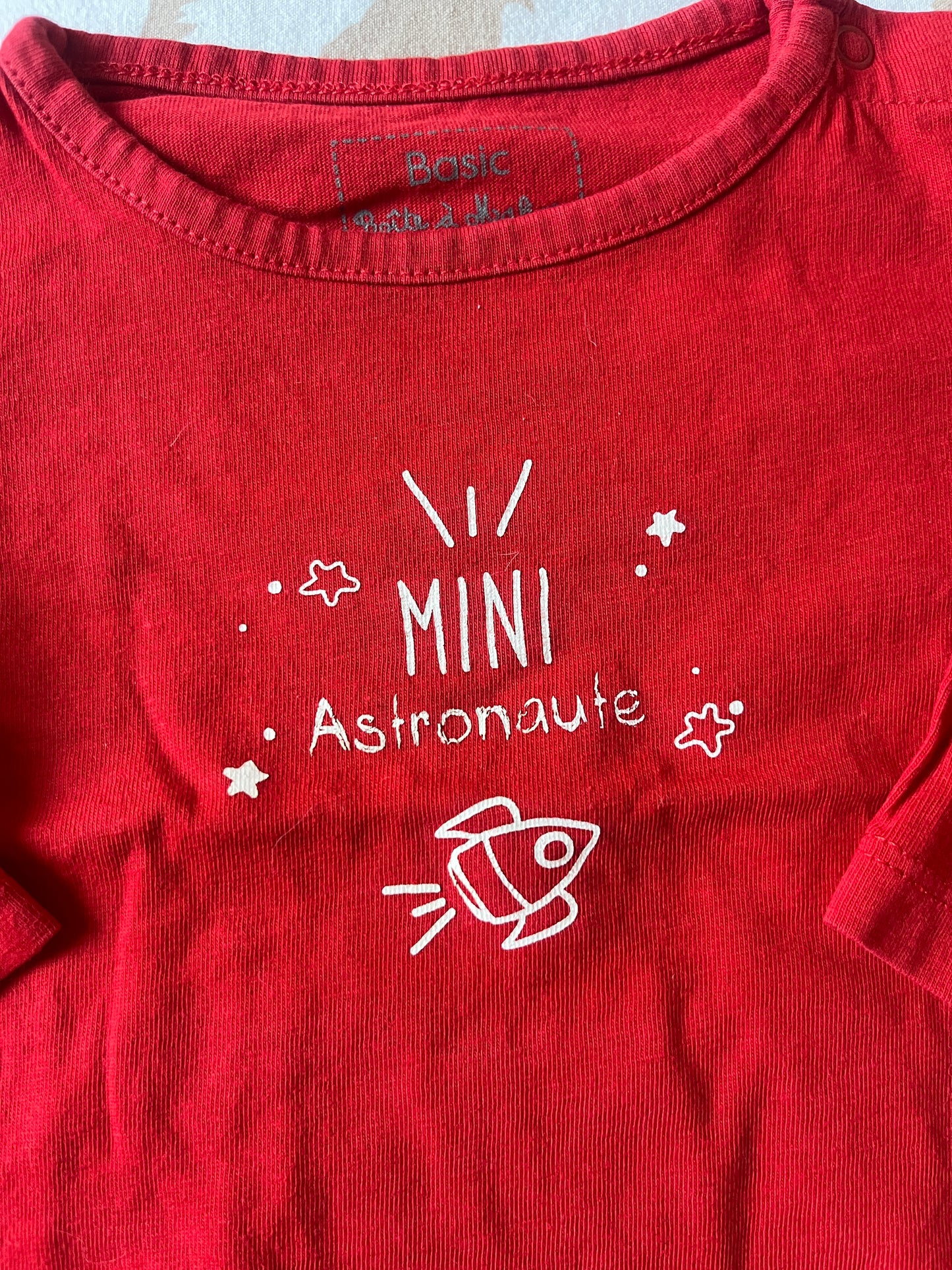 T-shirt à manches longues rouge « mini astronaute » - 6 mois