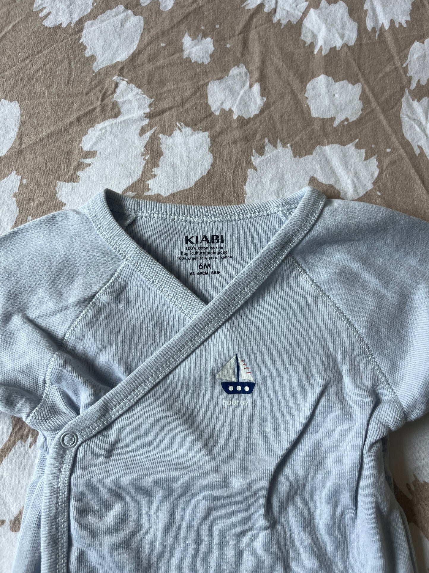 Body à manches courtes bleu ciel bateau - 6 mois