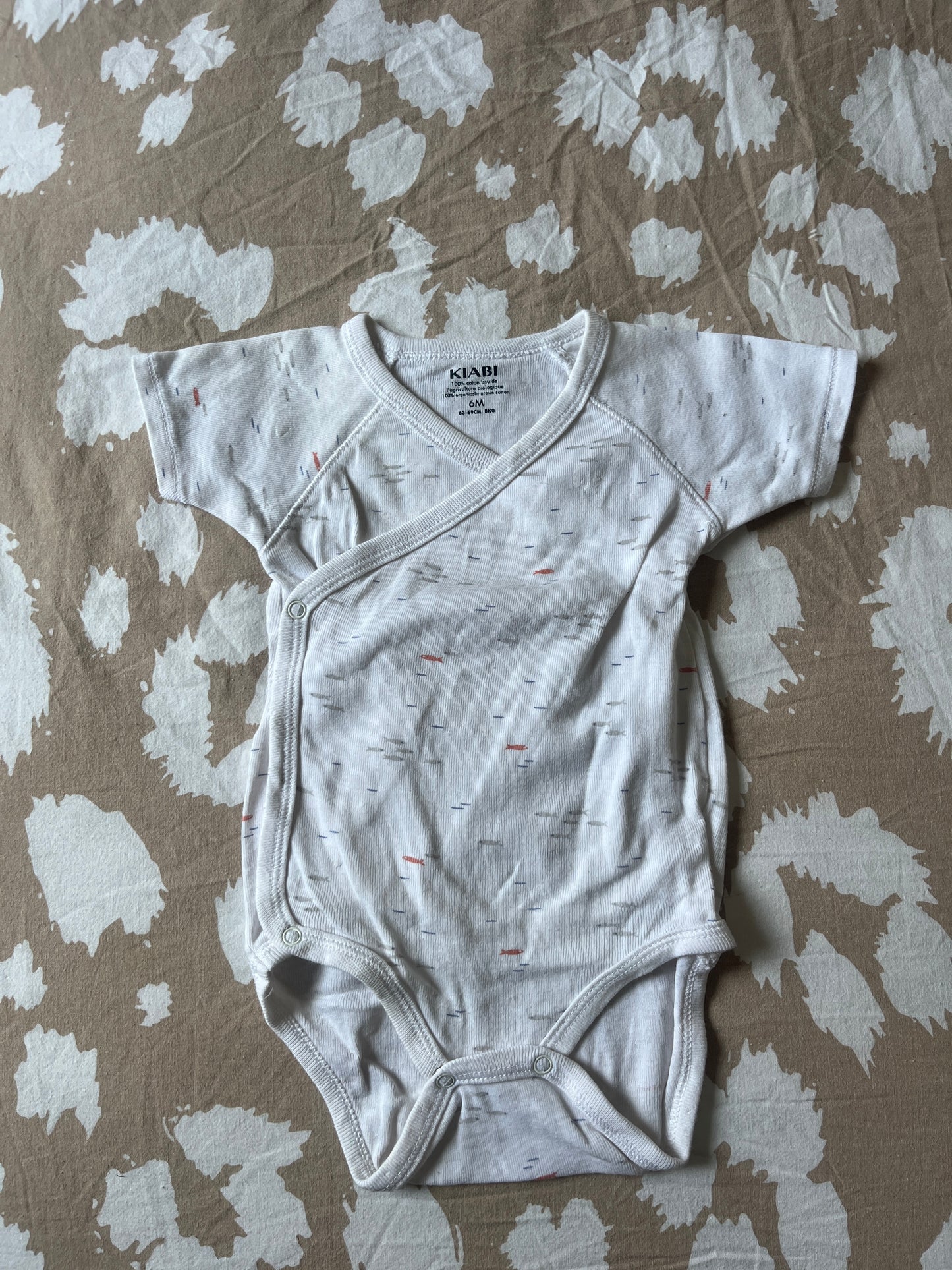 Body à manches courtes blanc avec poissons - 6 mois