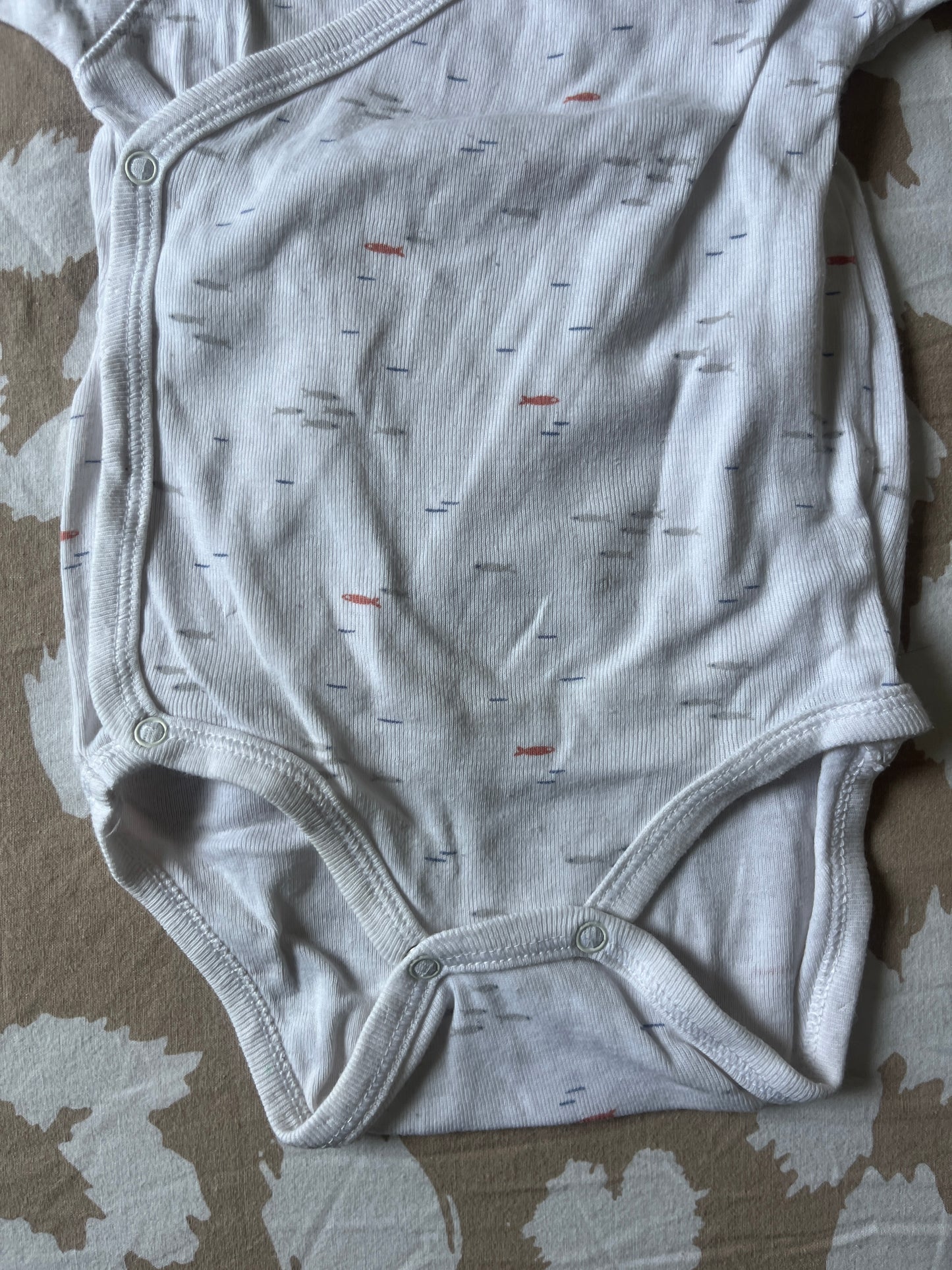 Body à manches courtes blanc avec poissons - 6 mois