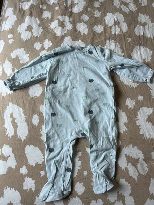 Pyjama léger bleu ciel avec grenouilles - 6 mois