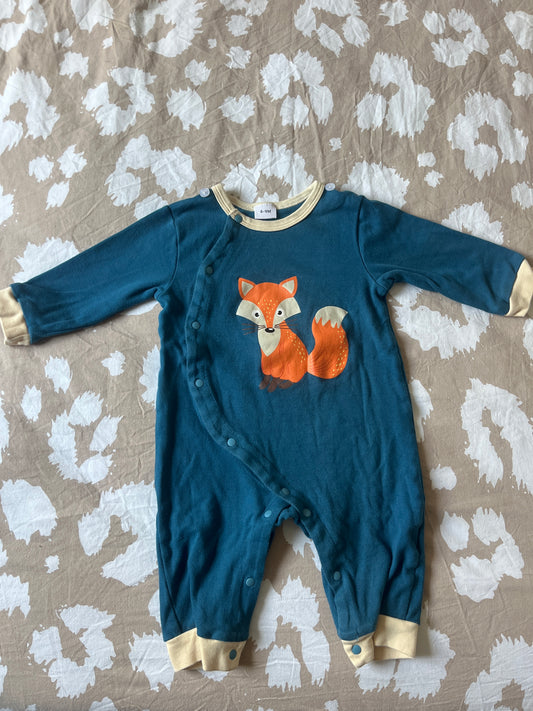 Pyjama sans pieds bleu canard avec renard - 6/9 mois
