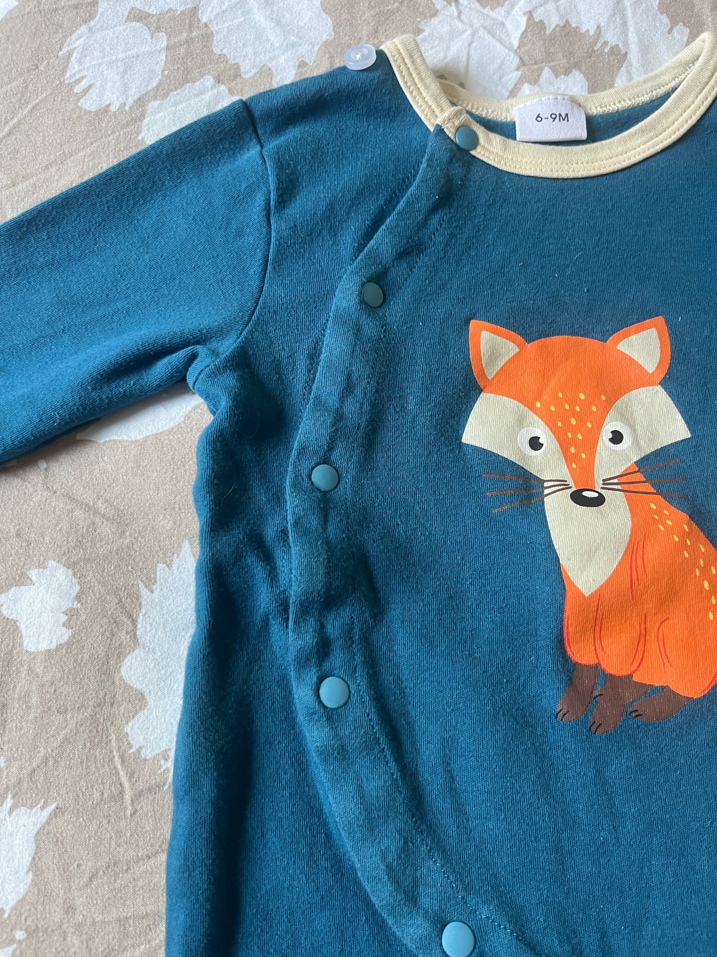 Pyjama sans pieds bleu canard avec renard - 6/9 mois