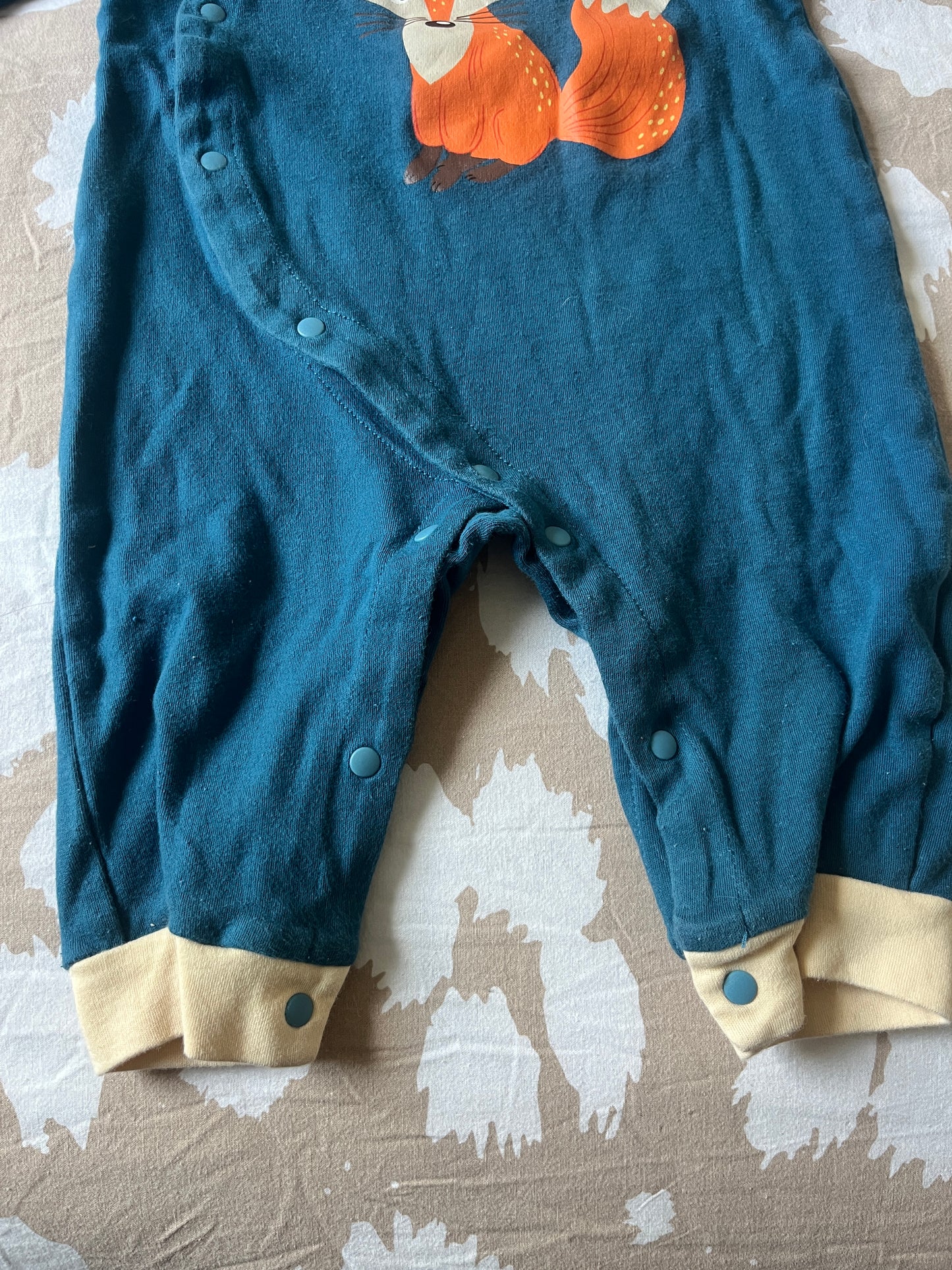 Pyjama sans pieds bleu canard avec renard - 6/9 mois