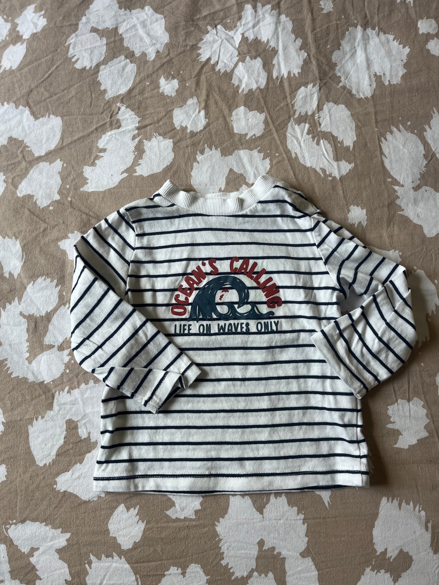 T-shirt à manches longues rayé « ocean’s calling » - 6 mois