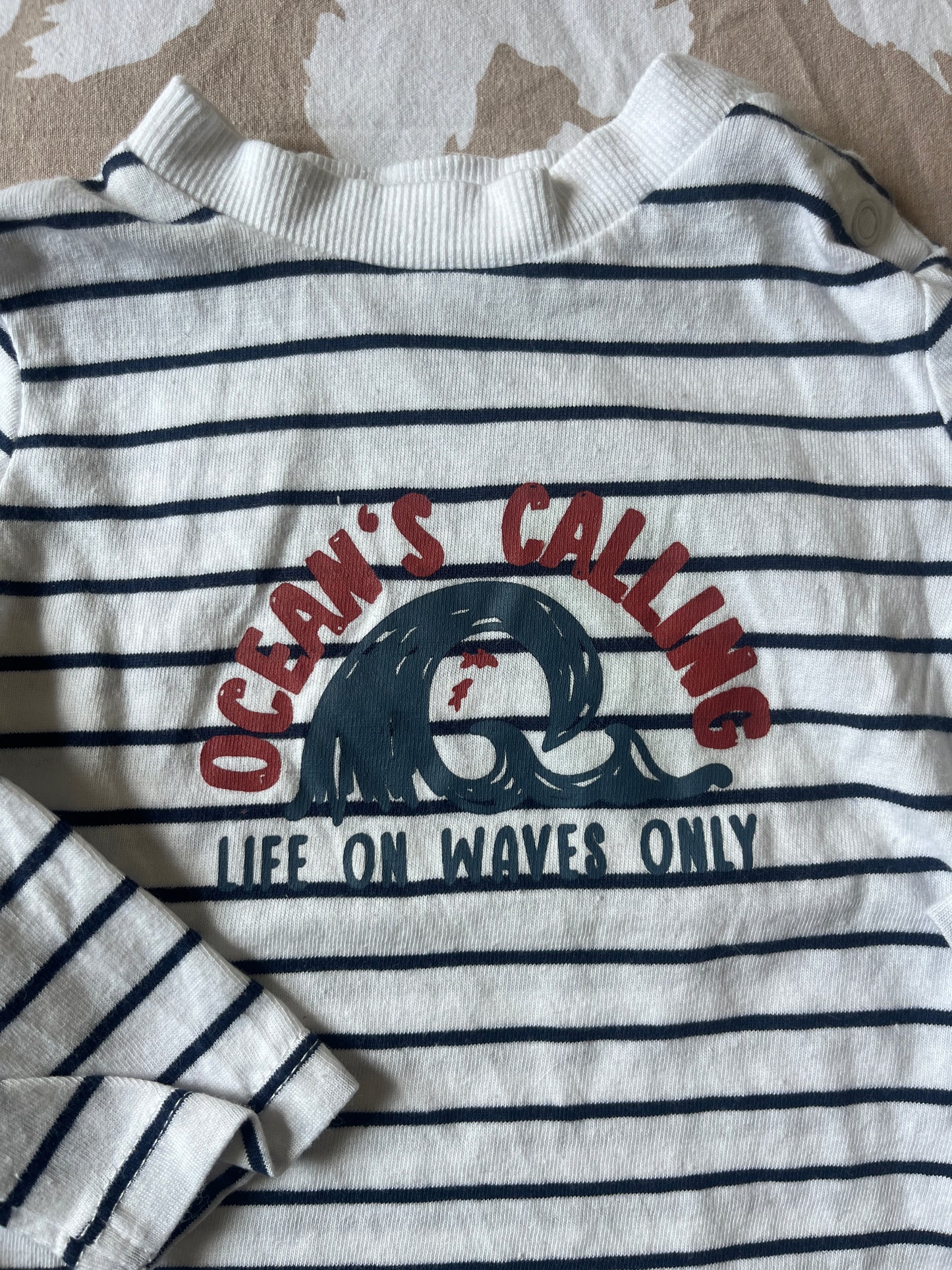 T-shirt à manches longues rayé « ocean’s calling » - 6 mois