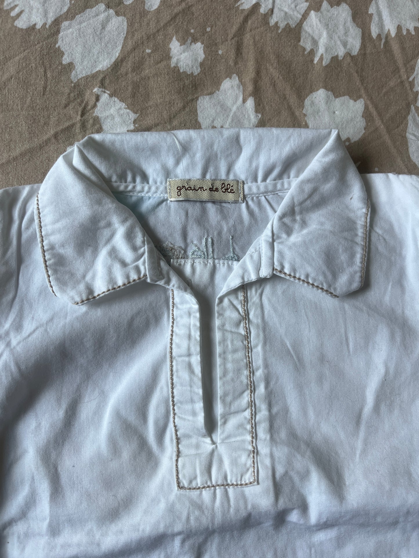 Chemise à manches courtes blanche Grain de Blé - 6 mois