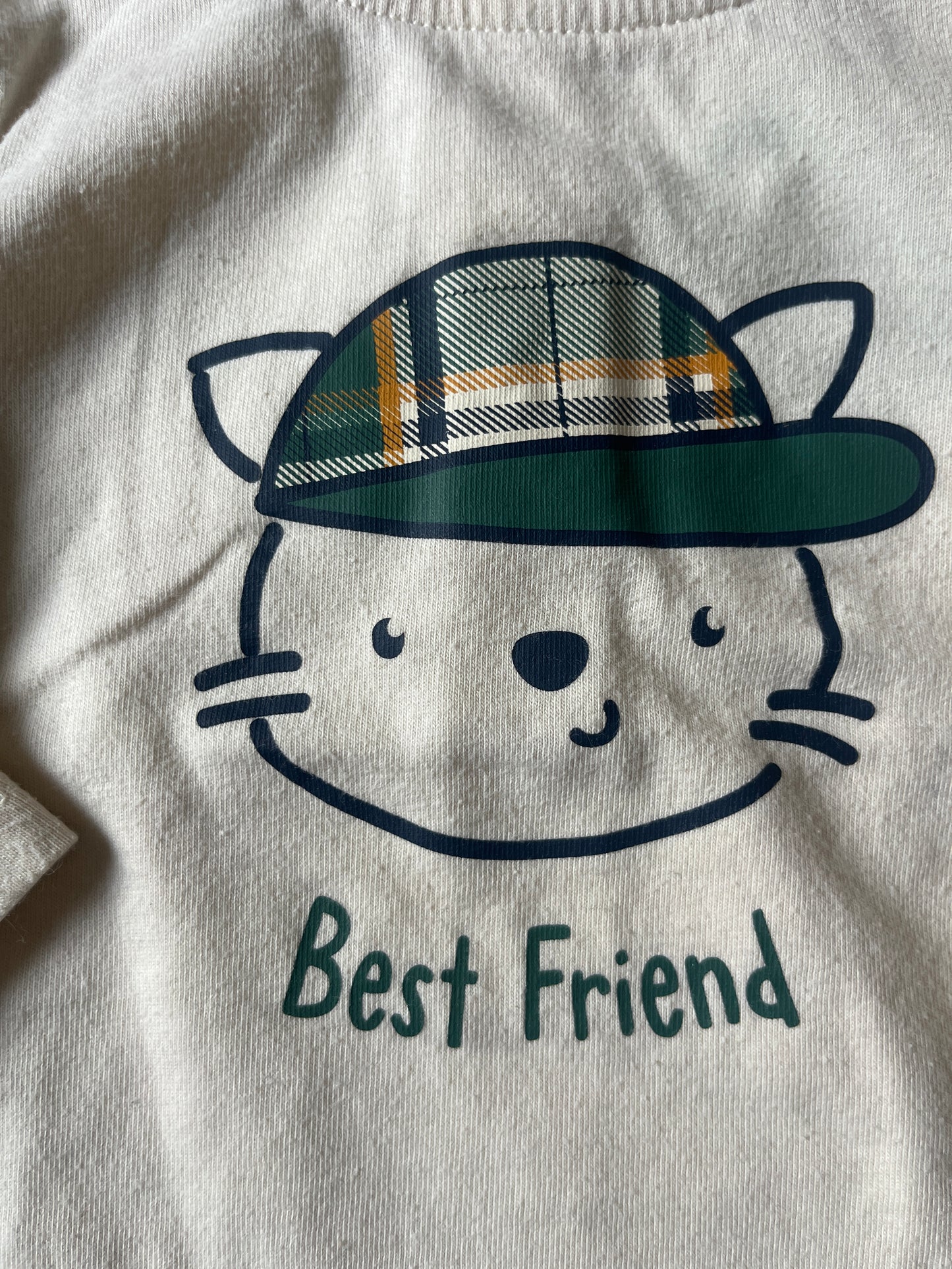 T-shirt à manches longues beige avec renard - 6 mois