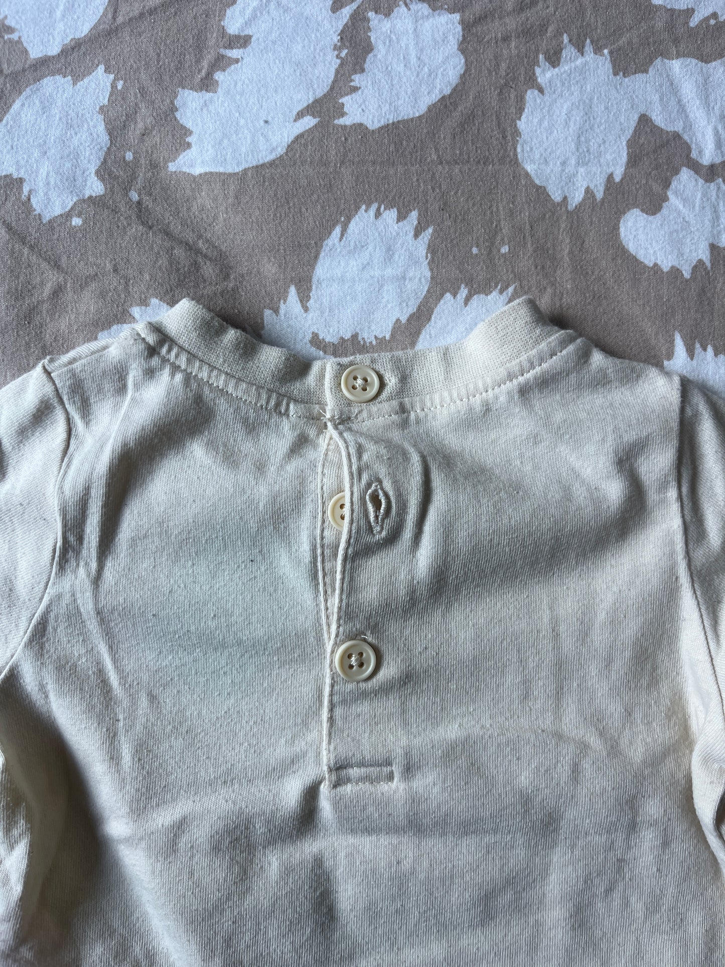 T-shirt à manches longues beige avec renard - 6 mois