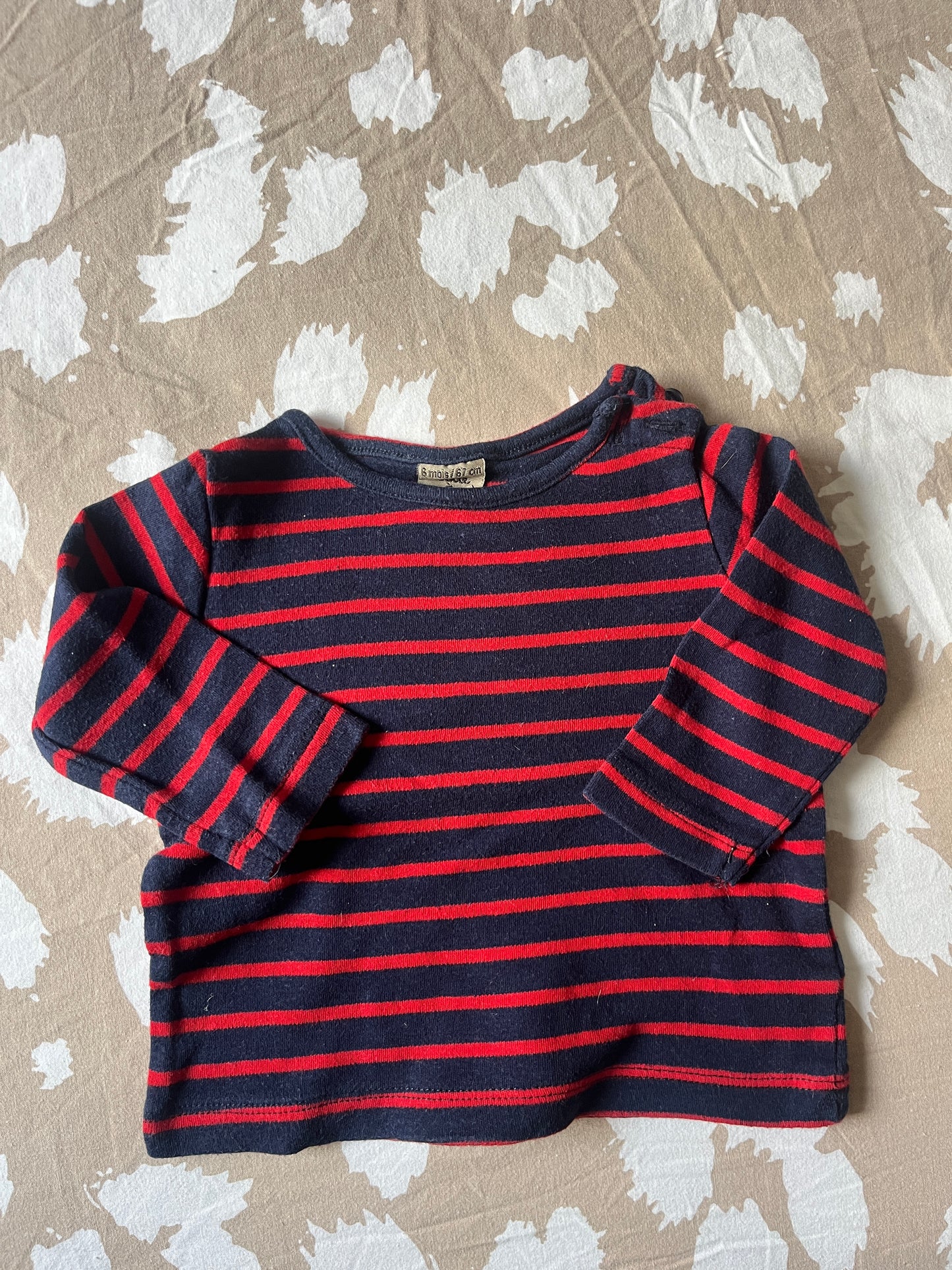 T-shirt à manches longues rayures bleues et rouges - 6 mois