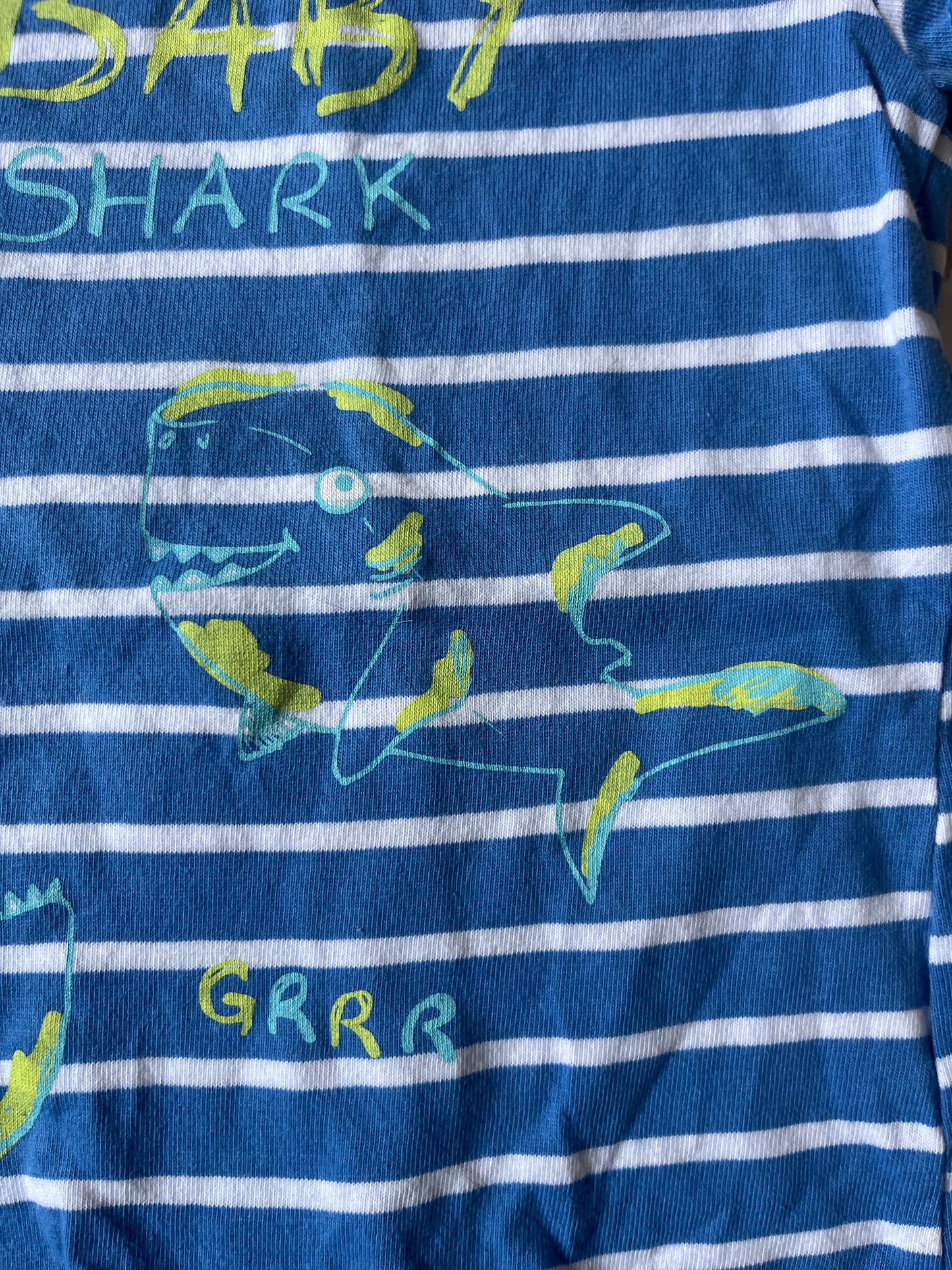 Barboteuse bleue à rayures Baby Shark - 6 mois