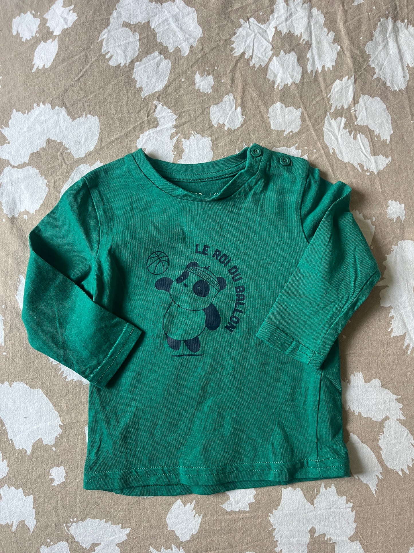 T-shirt à manches longues vert avec panda - 6 mois