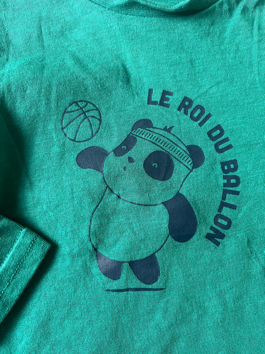 T-shirt à manches longues vert avec panda - 6 mois