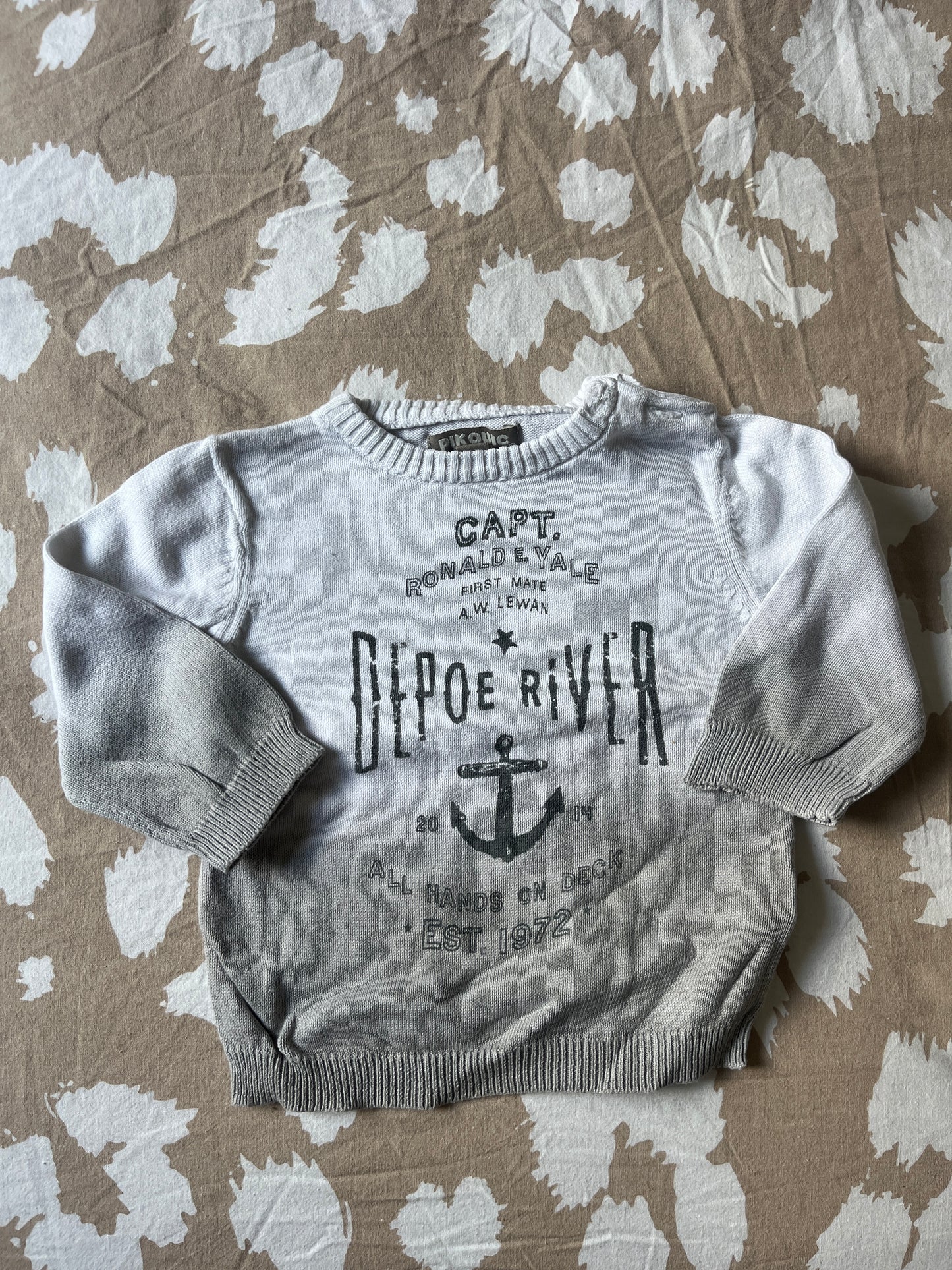 Pull effet dégradé blanc/gris à manches longues - 6 mois