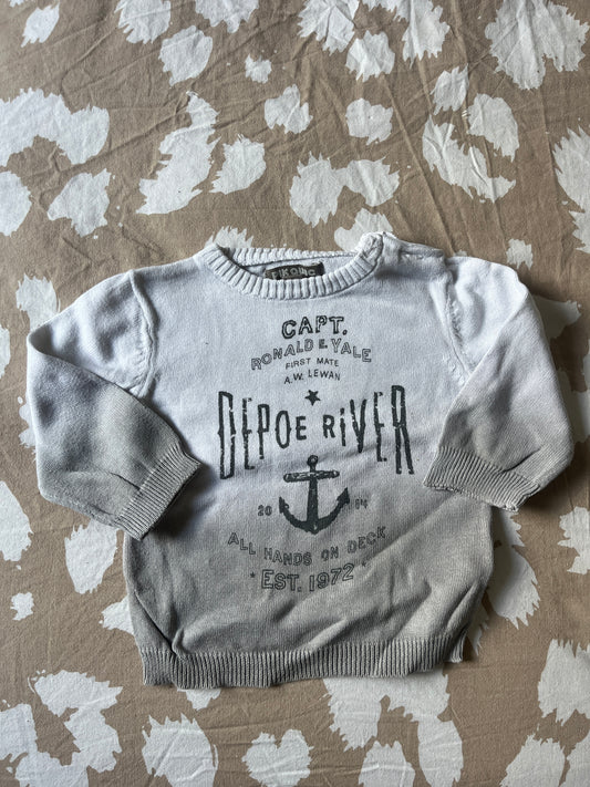 Pull effet dégradé blanc/gris à manches longues - 6 mois