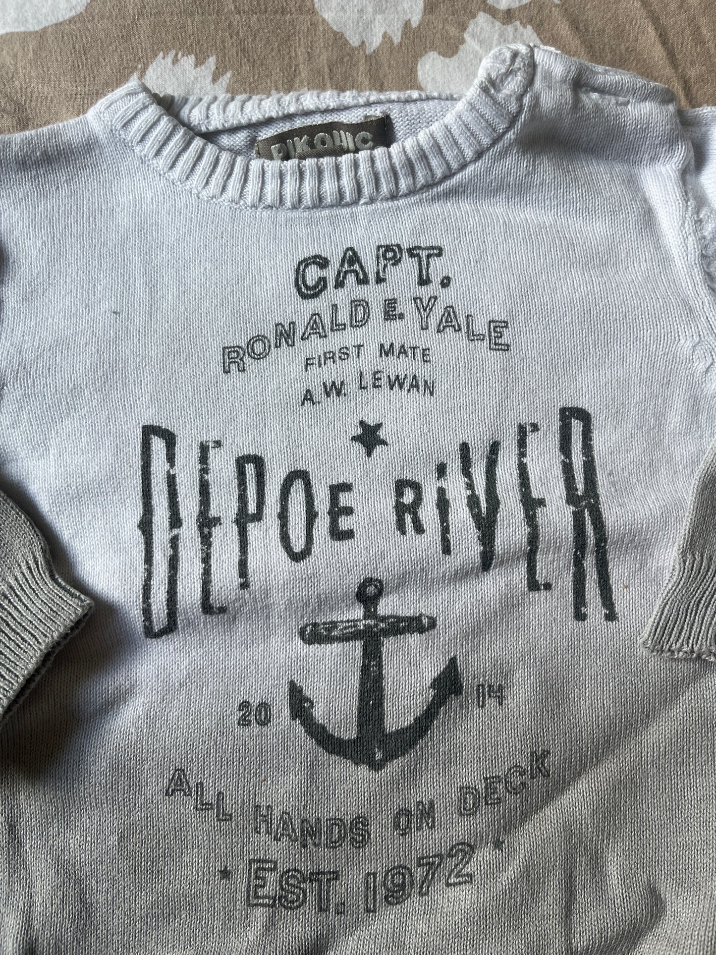 Pull effet dégradé blanc/gris à manches longues - 6 mois