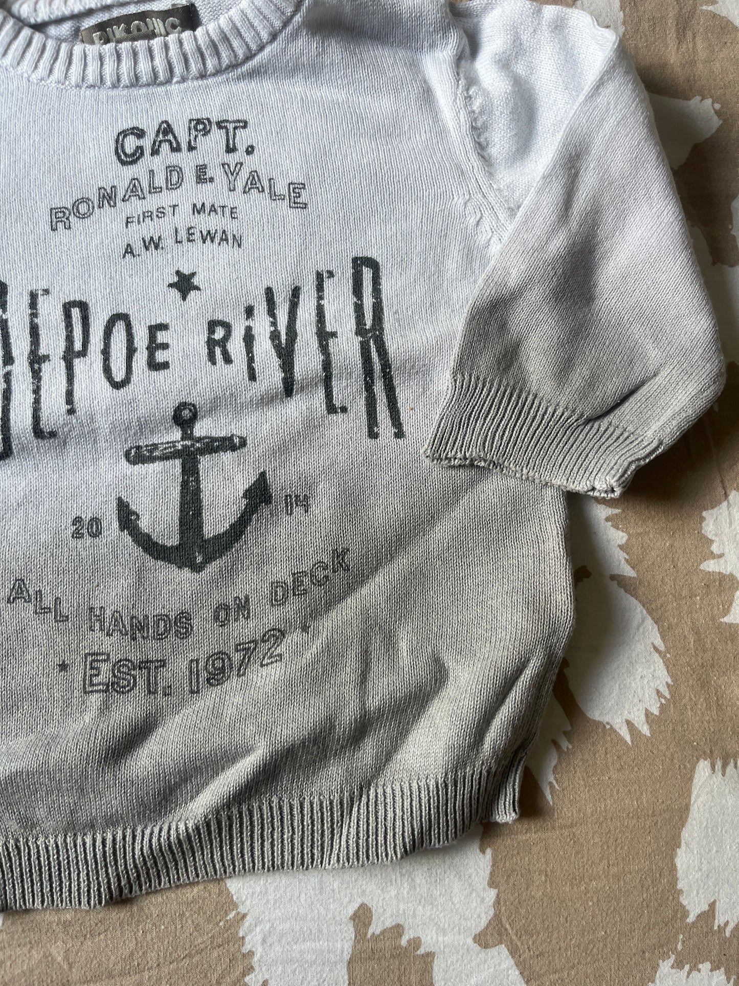 Pull effet dégradé blanc/gris à manches longues - 6 mois