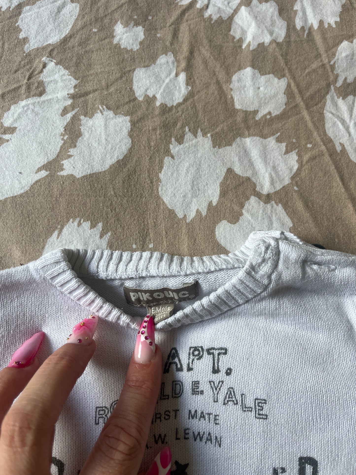 Pull effet dégradé blanc/gris à manches longues - 6 mois