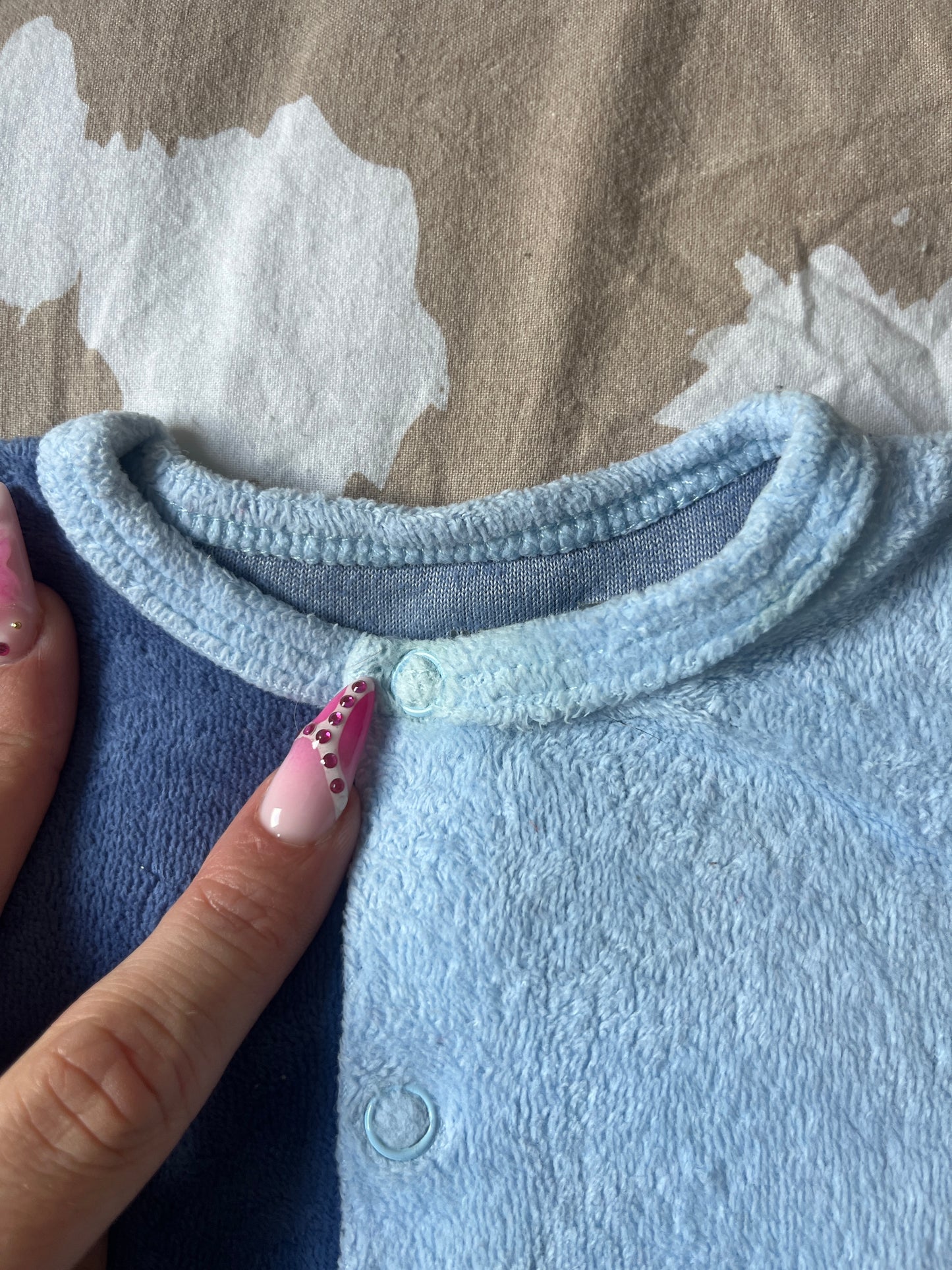 Pyjama en velours bicolore bleu lion Sucre d’Orge - 6 mois