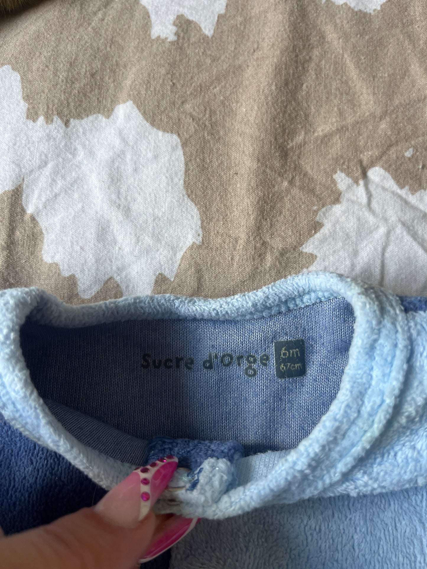 Pyjama en velours bicolore bleu lion Sucre d’Orge - 6 mois