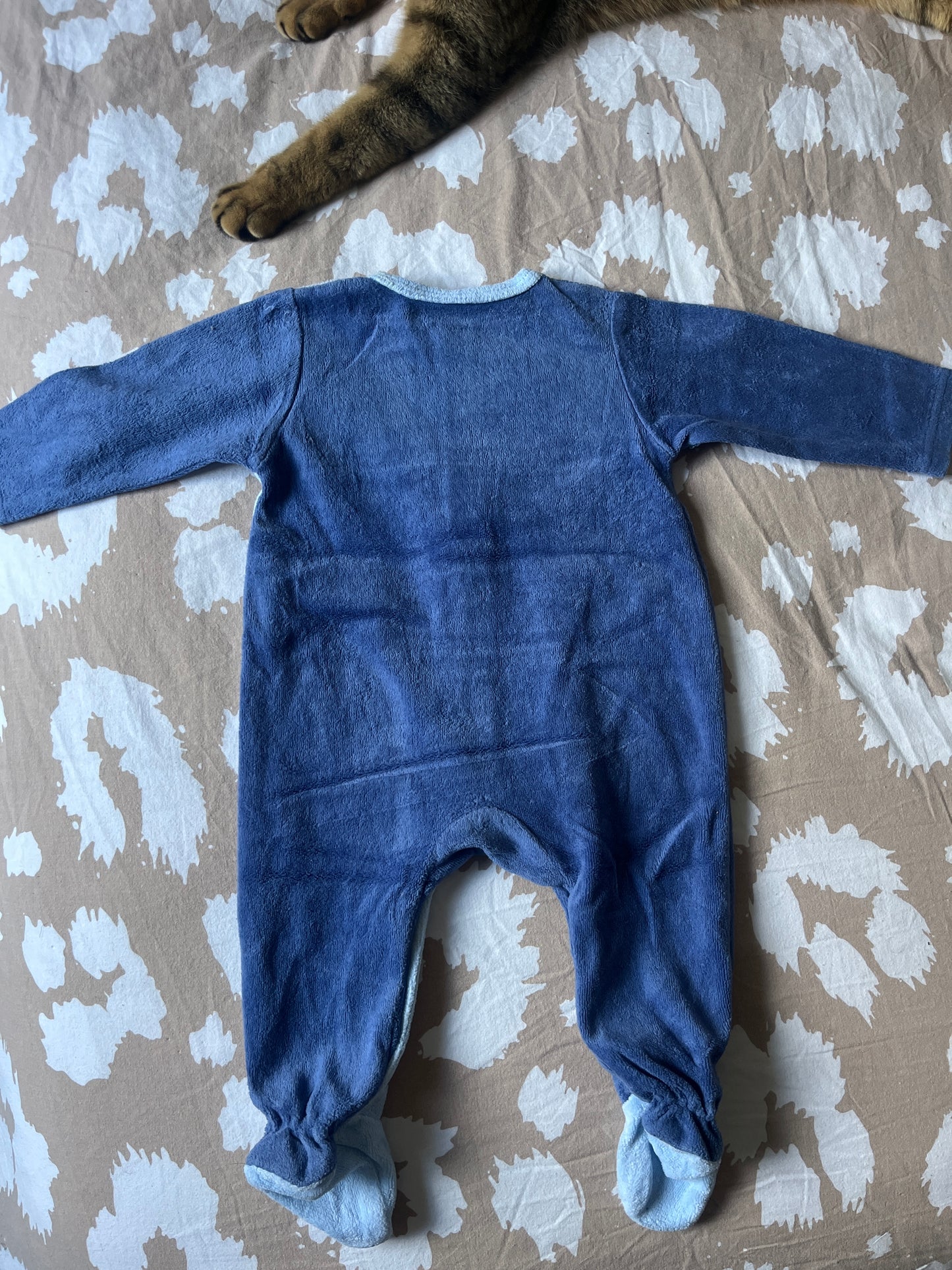 Pyjama en velours bicolore bleu lion Sucre d’Orge - 6 mois