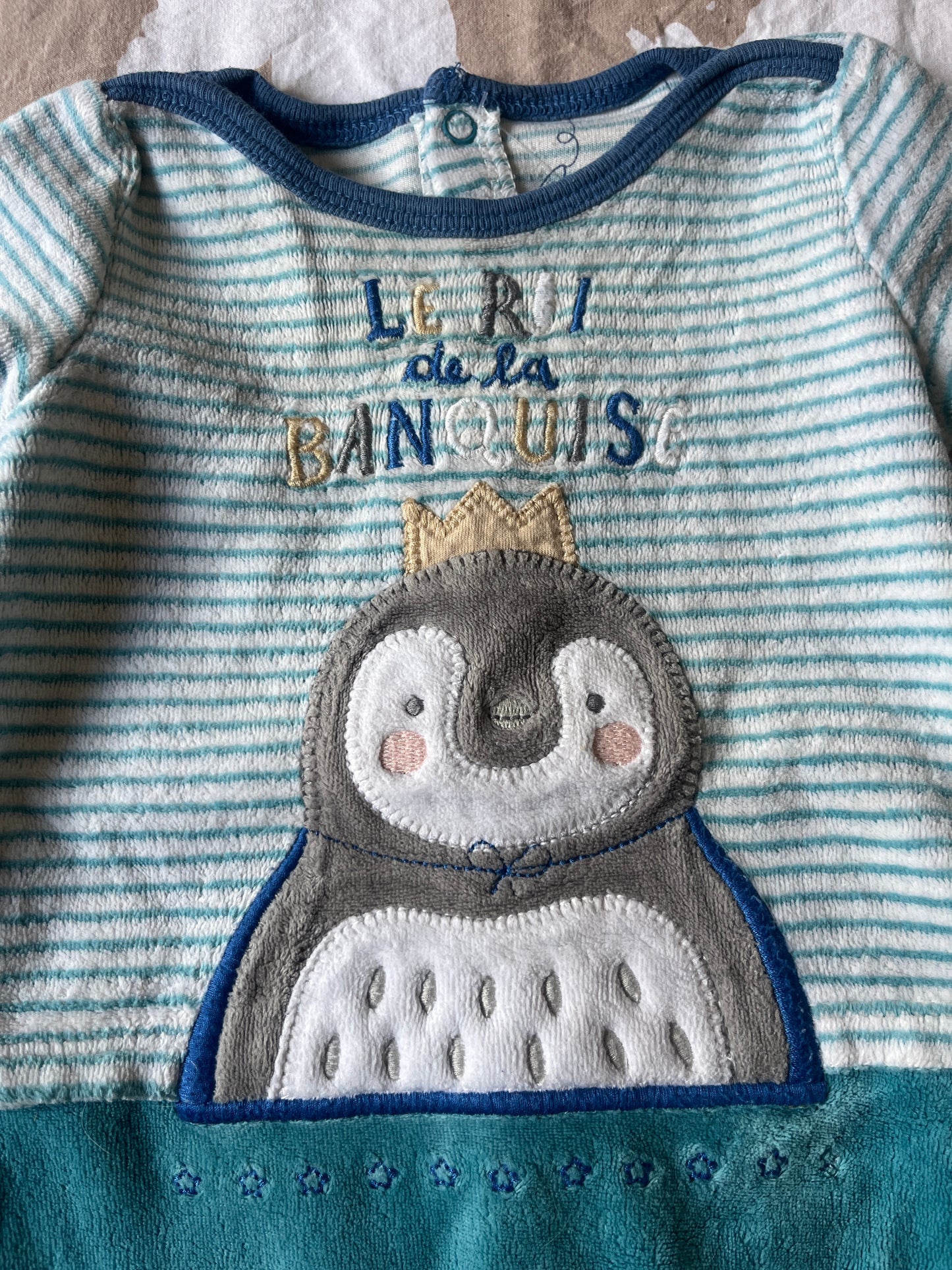 Pyjama en velours pingouin Sergent Major - 6 mois