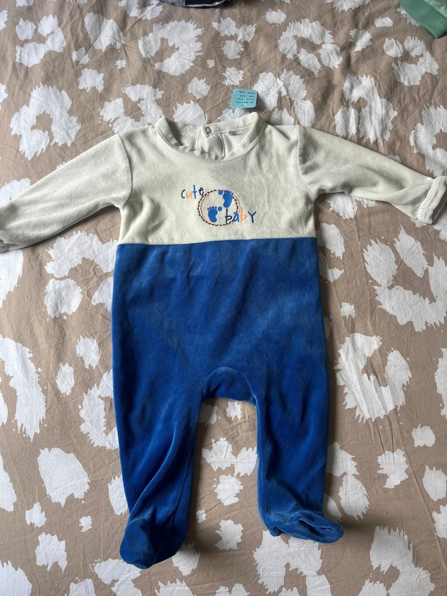 Pyjama en velours bicolore « cute baby » - 6 mois