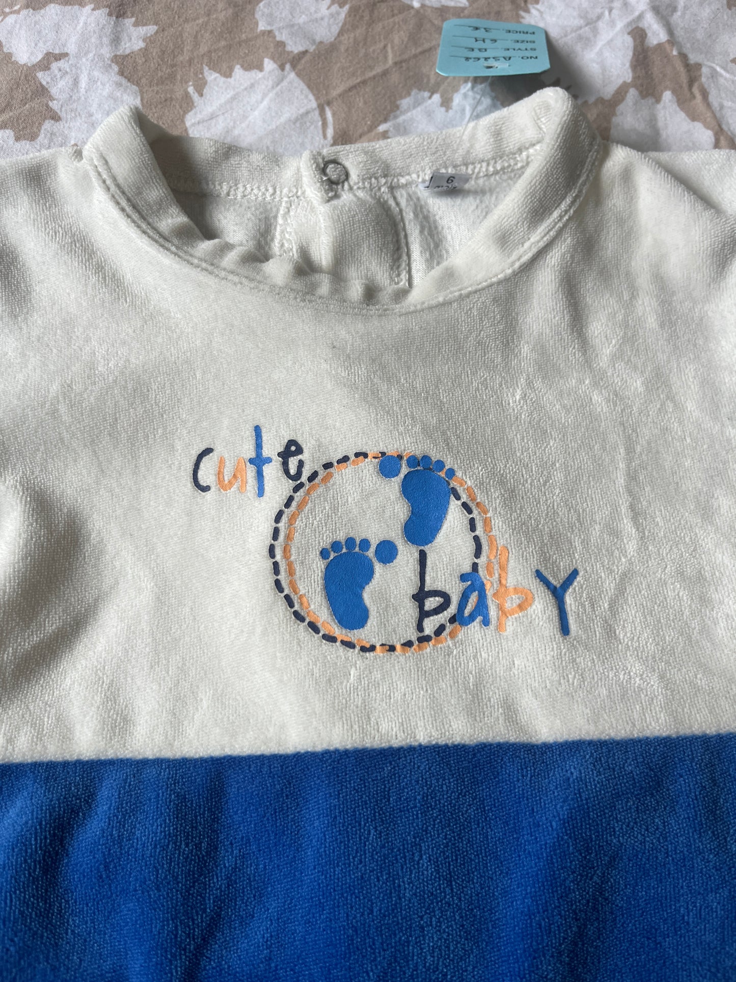 Pyjama en velours bicolore « cute baby » - 6 mois