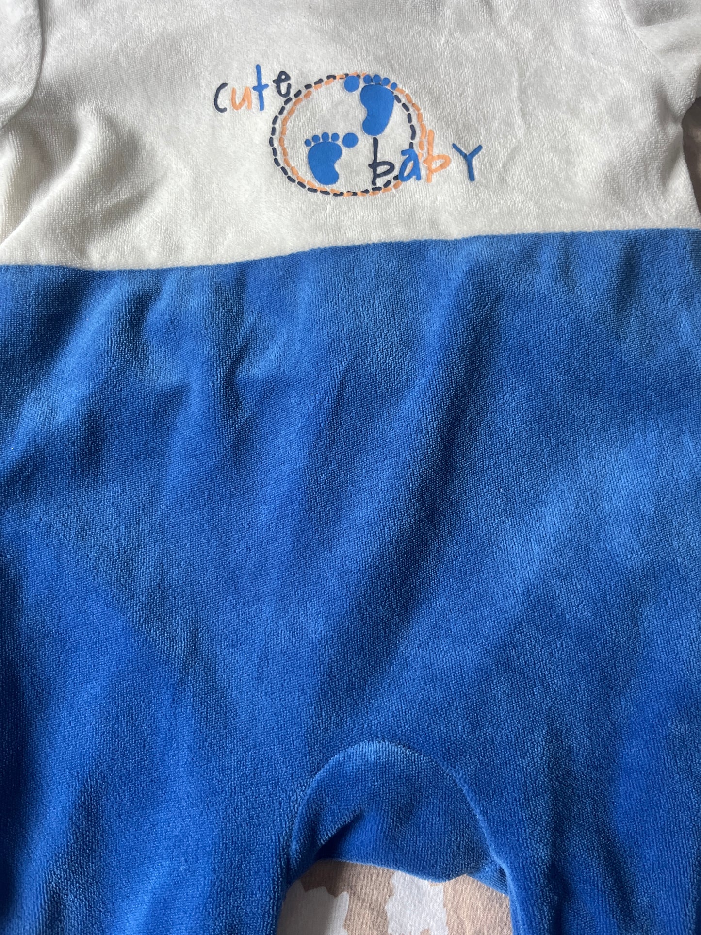 Pyjama en velours bicolore « cute baby » - 6 mois