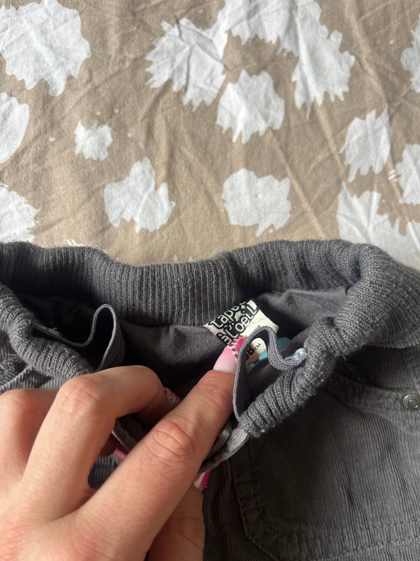 Pantalon gris velours côtelé TAO - 6 mois