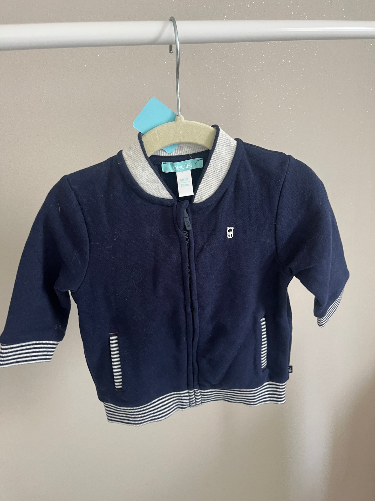 Gilet à zip bleu marine Obaïbi - 6 mois