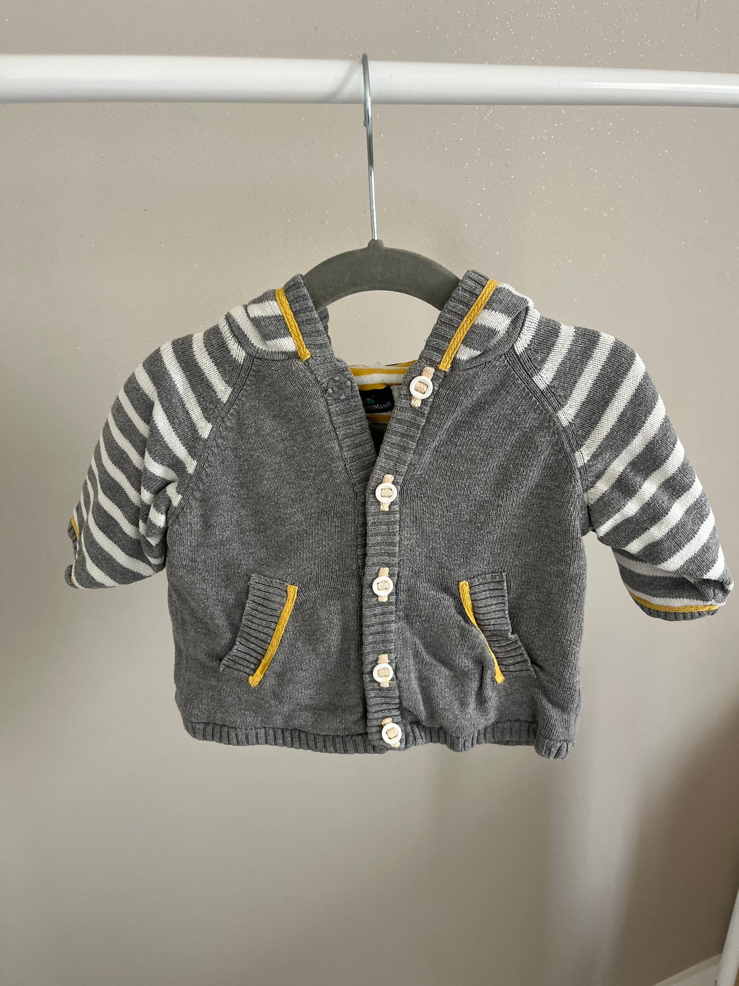 Veste grise rayée à capuche Sergent Major - 6 mois