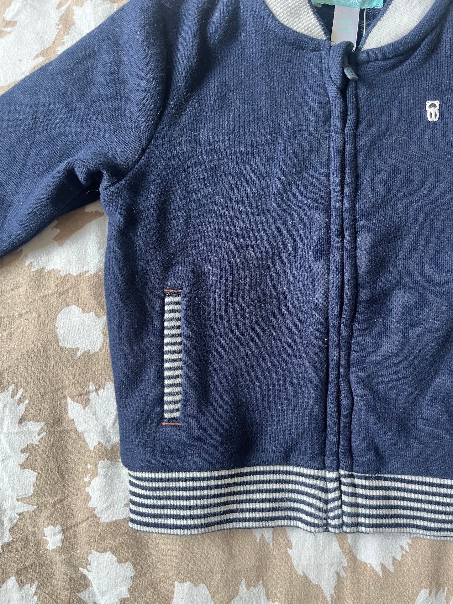 Gilet à zip bleu marine Obaïbi - 6 mois