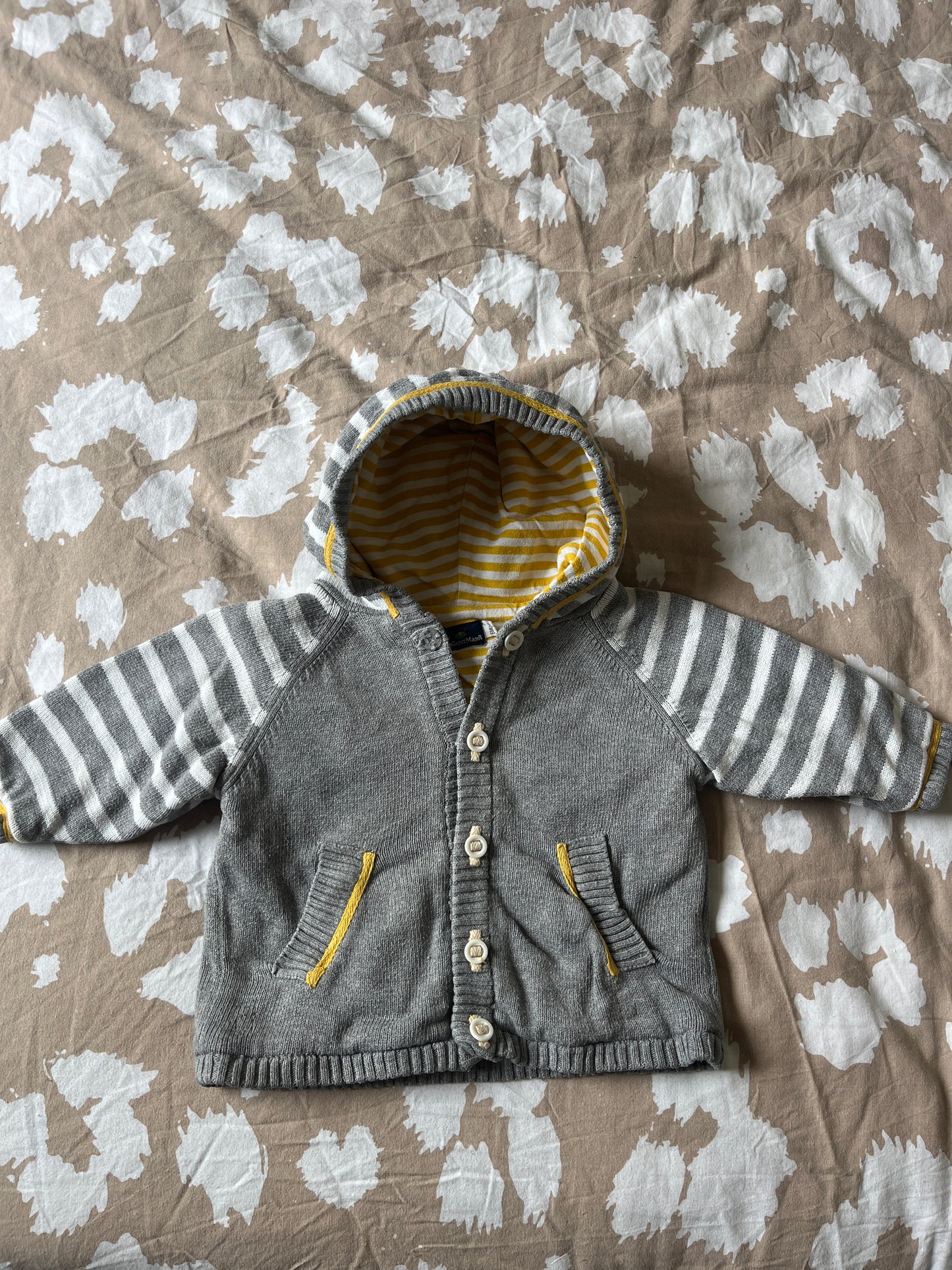 Veste grise rayée à capuche Sergent Major - 6 mois