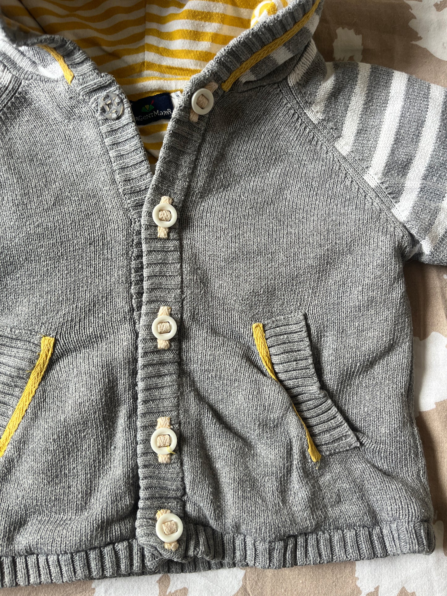 Veste grise rayée à capuche Sergent Major - 6 mois