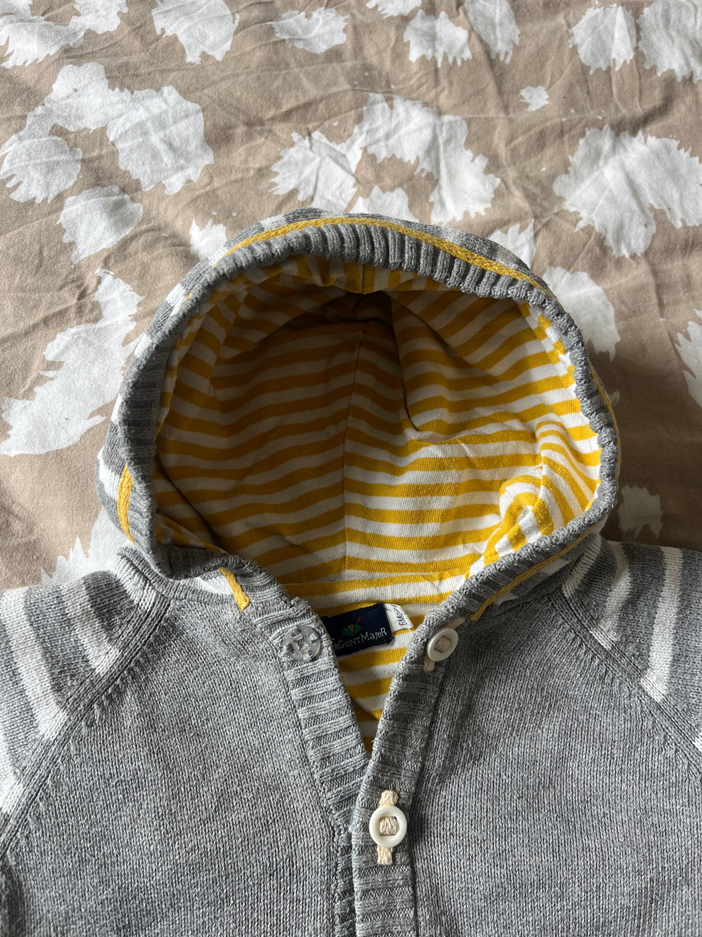 Veste grise rayée à capuche Sergent Major - 6 mois