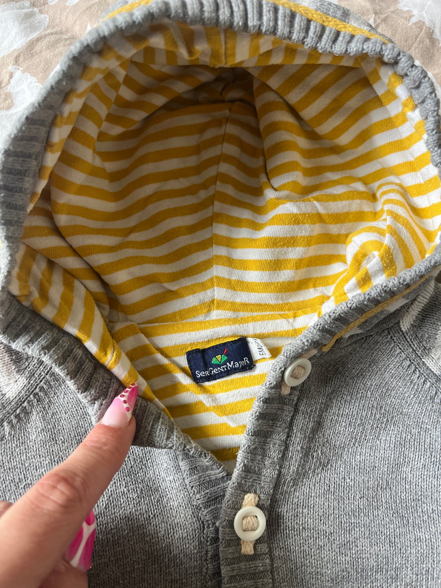 Veste grise rayée à capuche Sergent Major - 6 mois