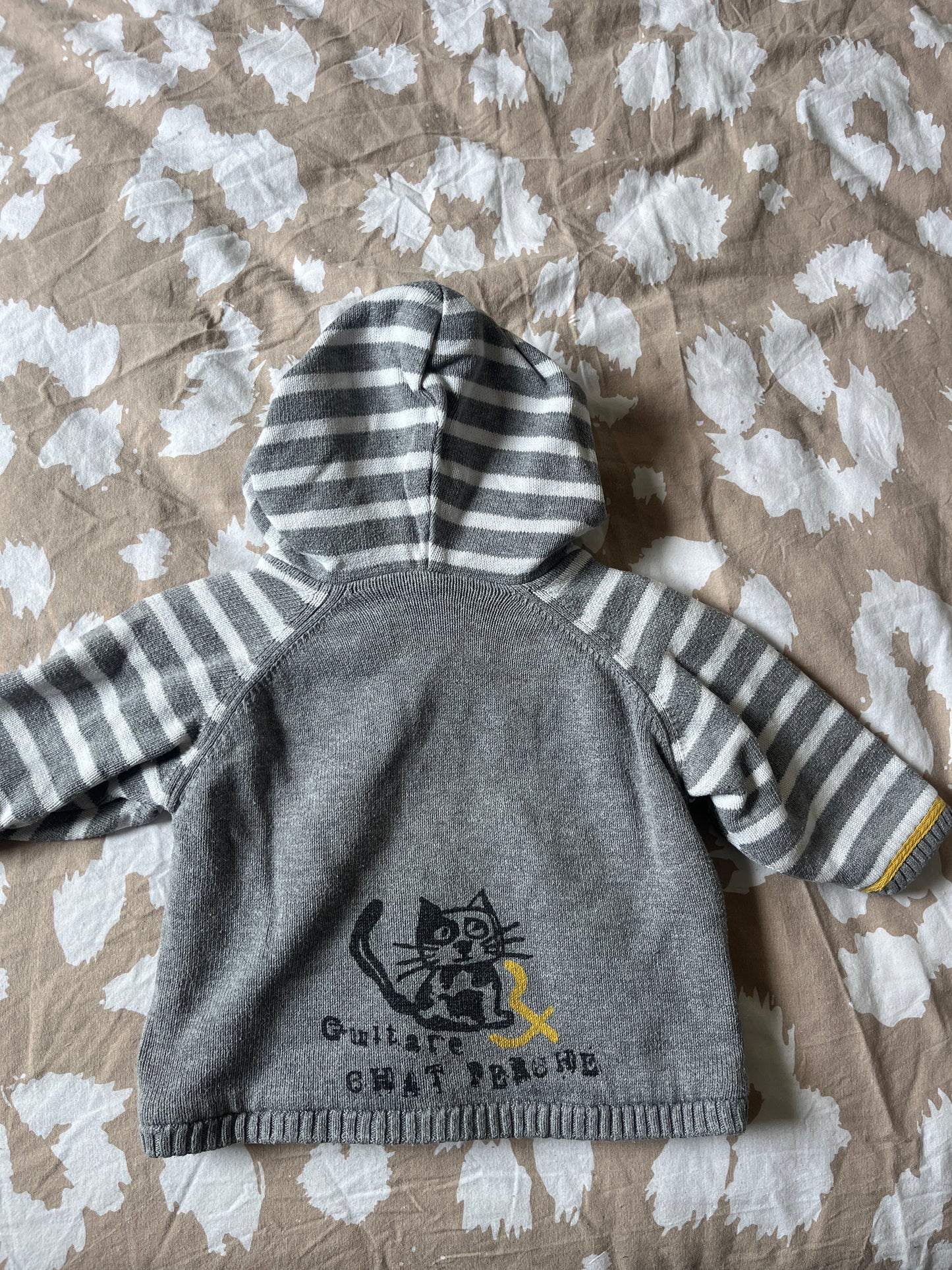 Veste grise rayée à capuche Sergent Major - 6 mois
