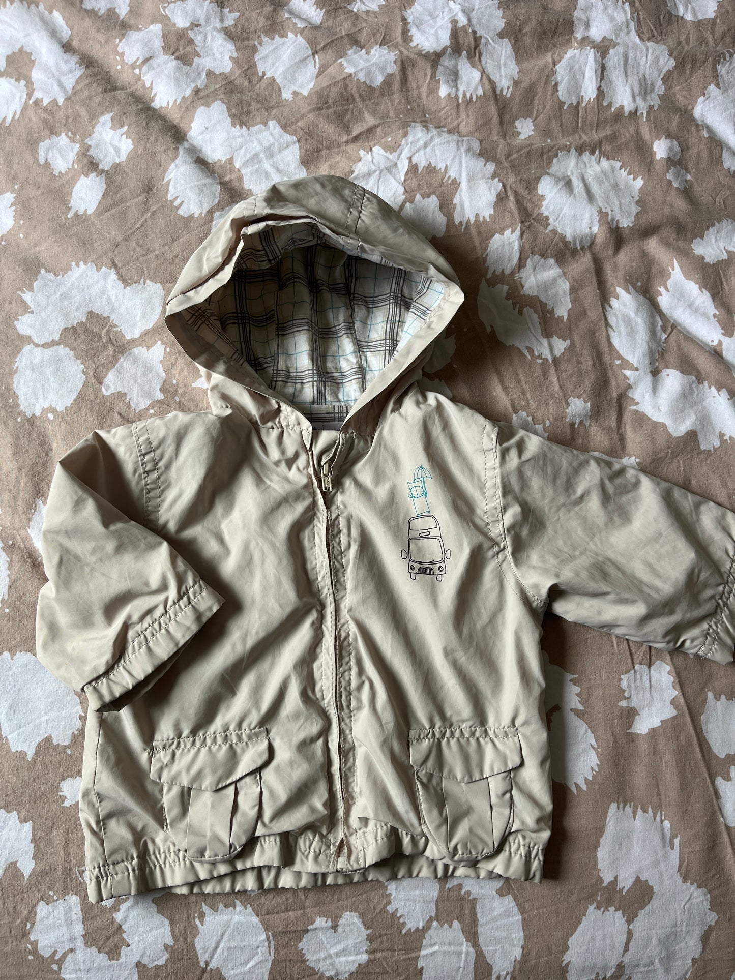 Coupe-vent imperméable à capuche beige - 6 mois