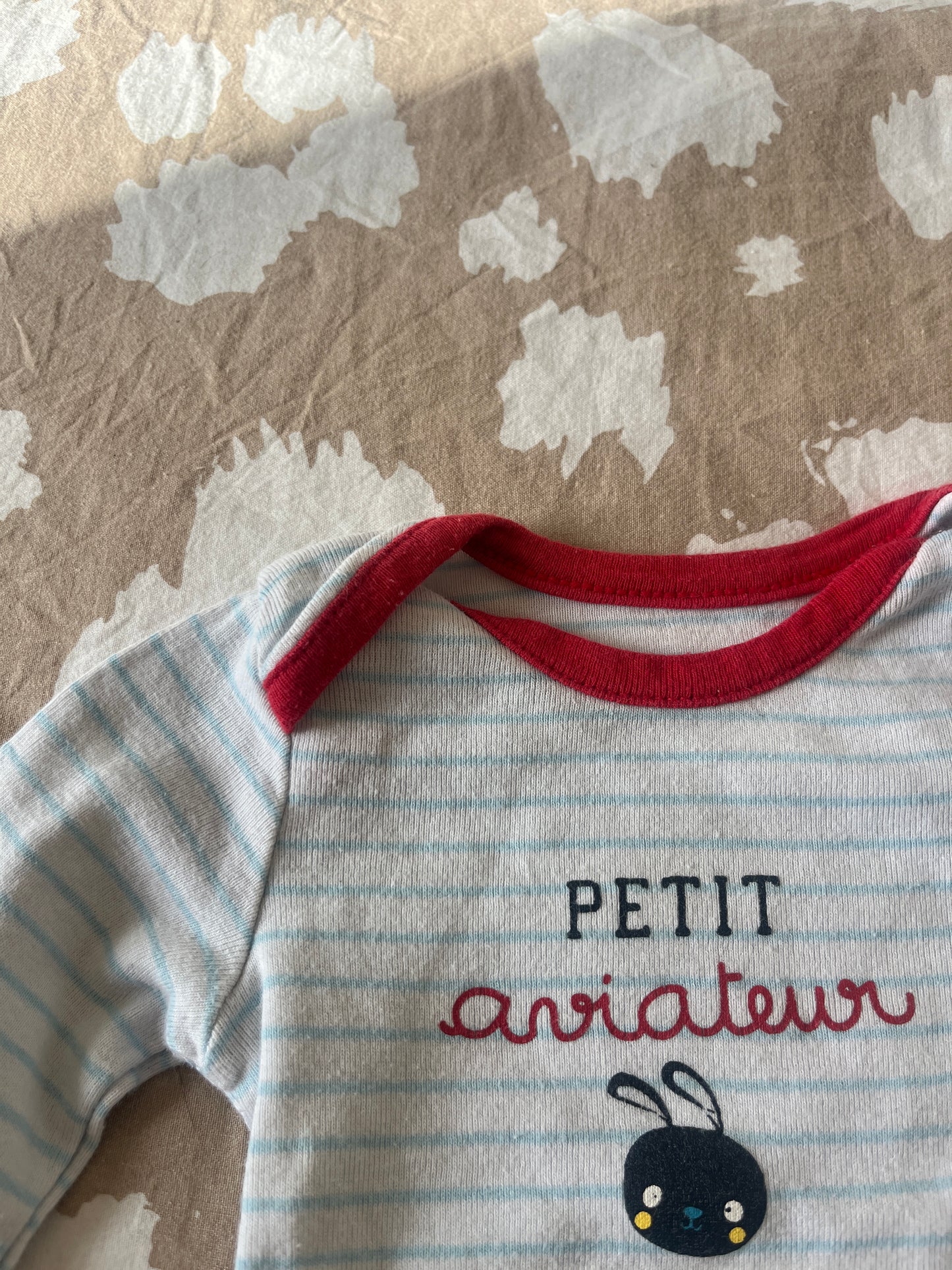 Body à manches longues blanc et bleu « petit aviateur » - 9 mois