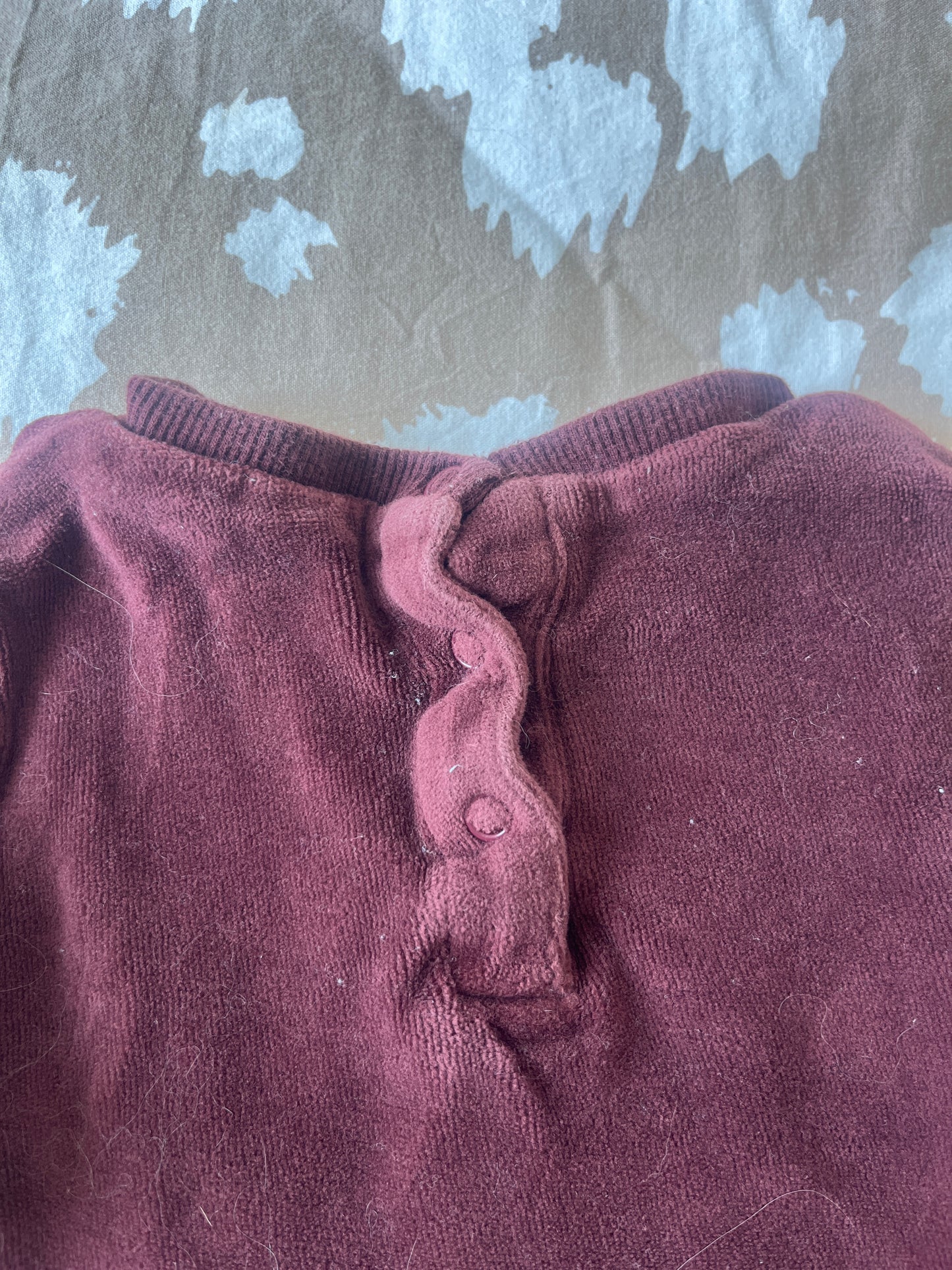 Sweat en velours à manches longues bordeaux « take it easy » - 9 mois