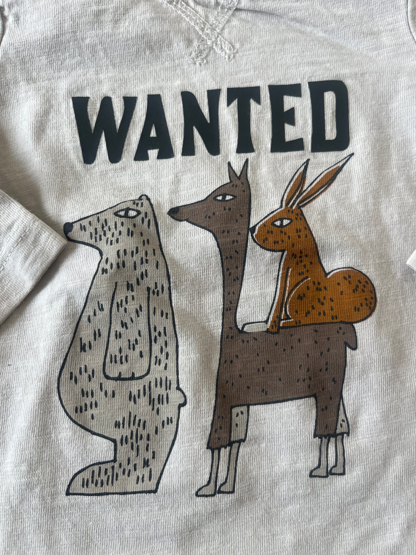 T-shirt à manches longues crème avec animaux « wanted » - 9 mois
