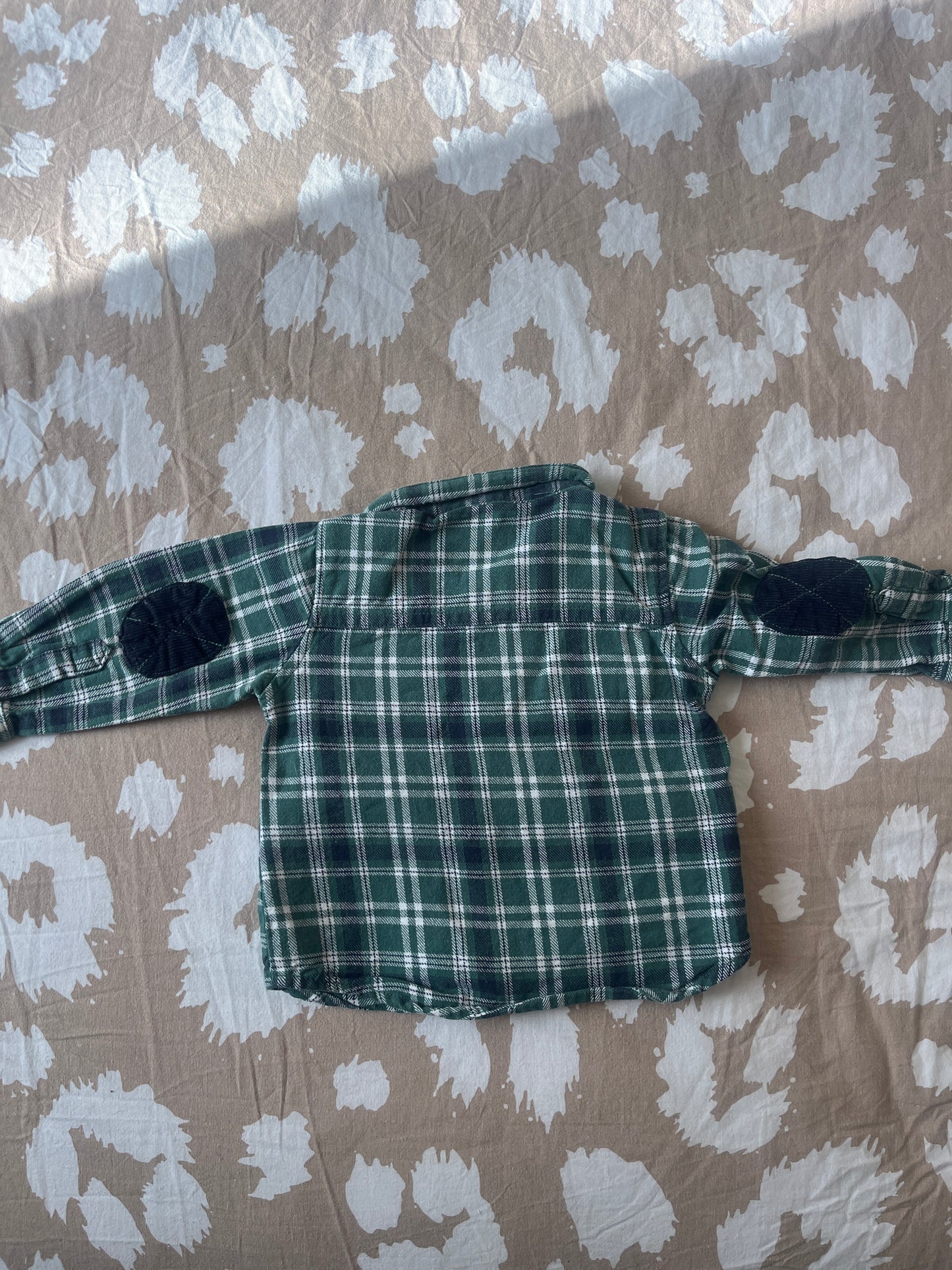 Chemise à manches longues verte à carreaux - 9 mois