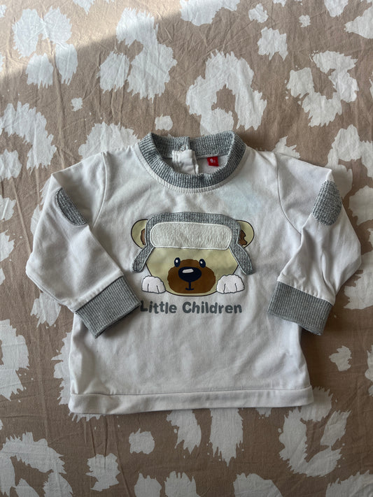 T-shirt à manches longues avec tête de chien « Little children » - 9 mois