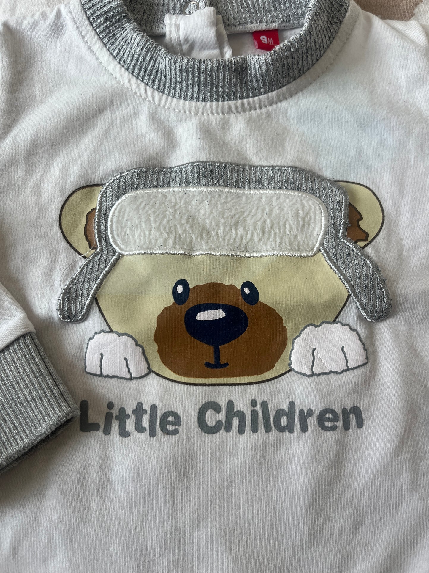 T-shirt à manches longues avec tête de chien « Little children » - 9 mois
