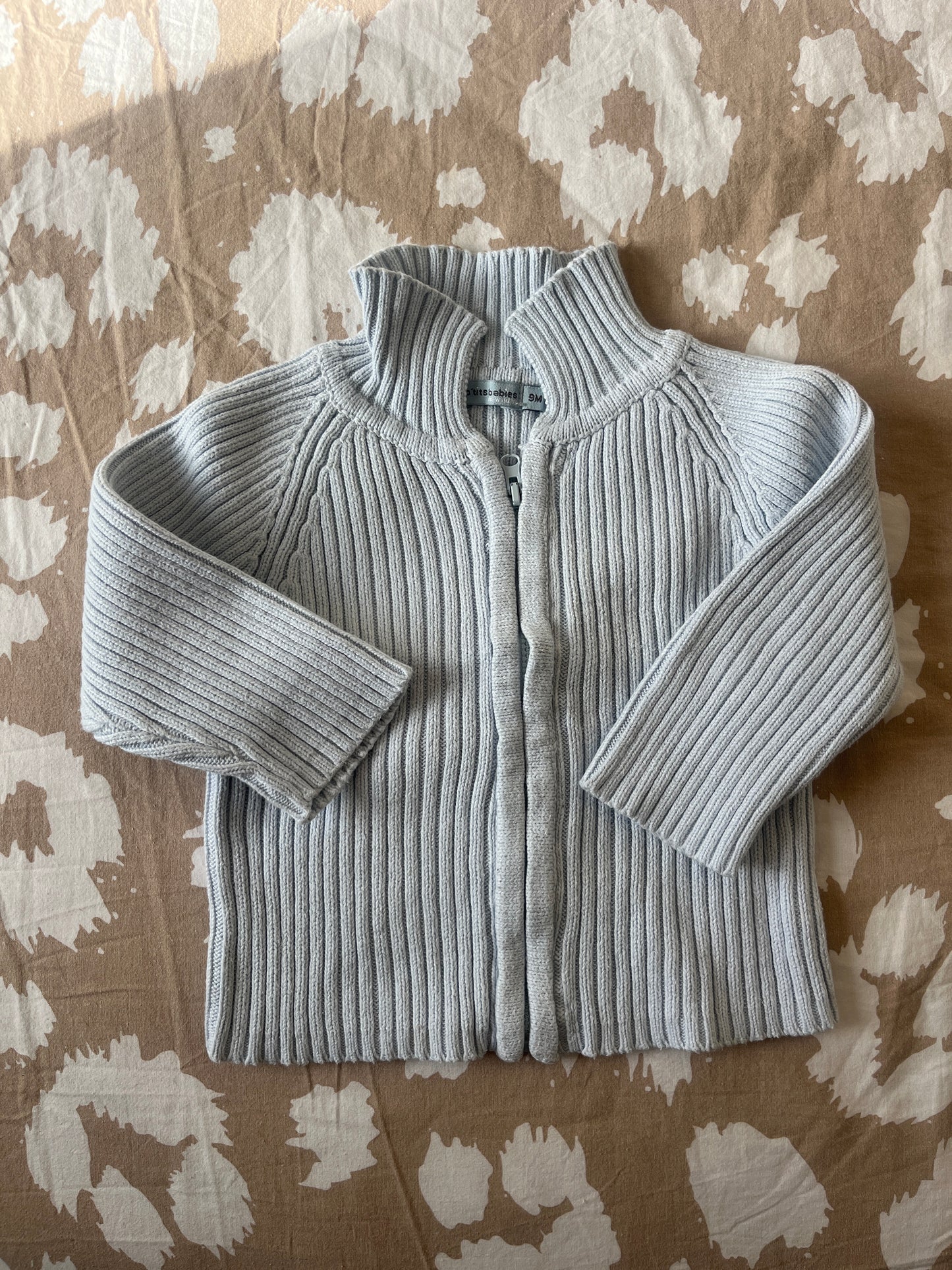 Gilet à zip bleu clair côtelée - 9 moisi