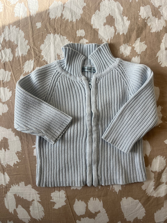 Gilet à zip bleu clair côtelée - 9 moisi