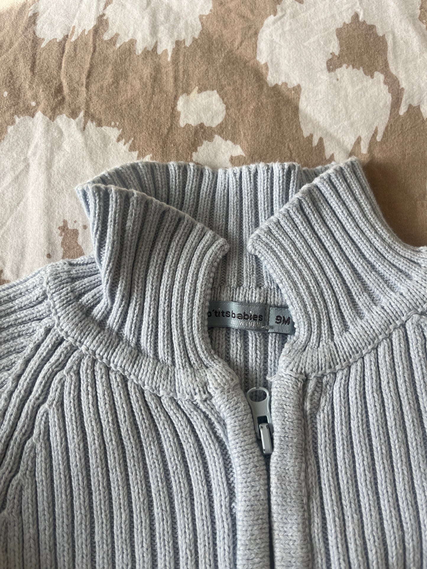 Gilet à zip bleu clair côtelée - 9 moisi